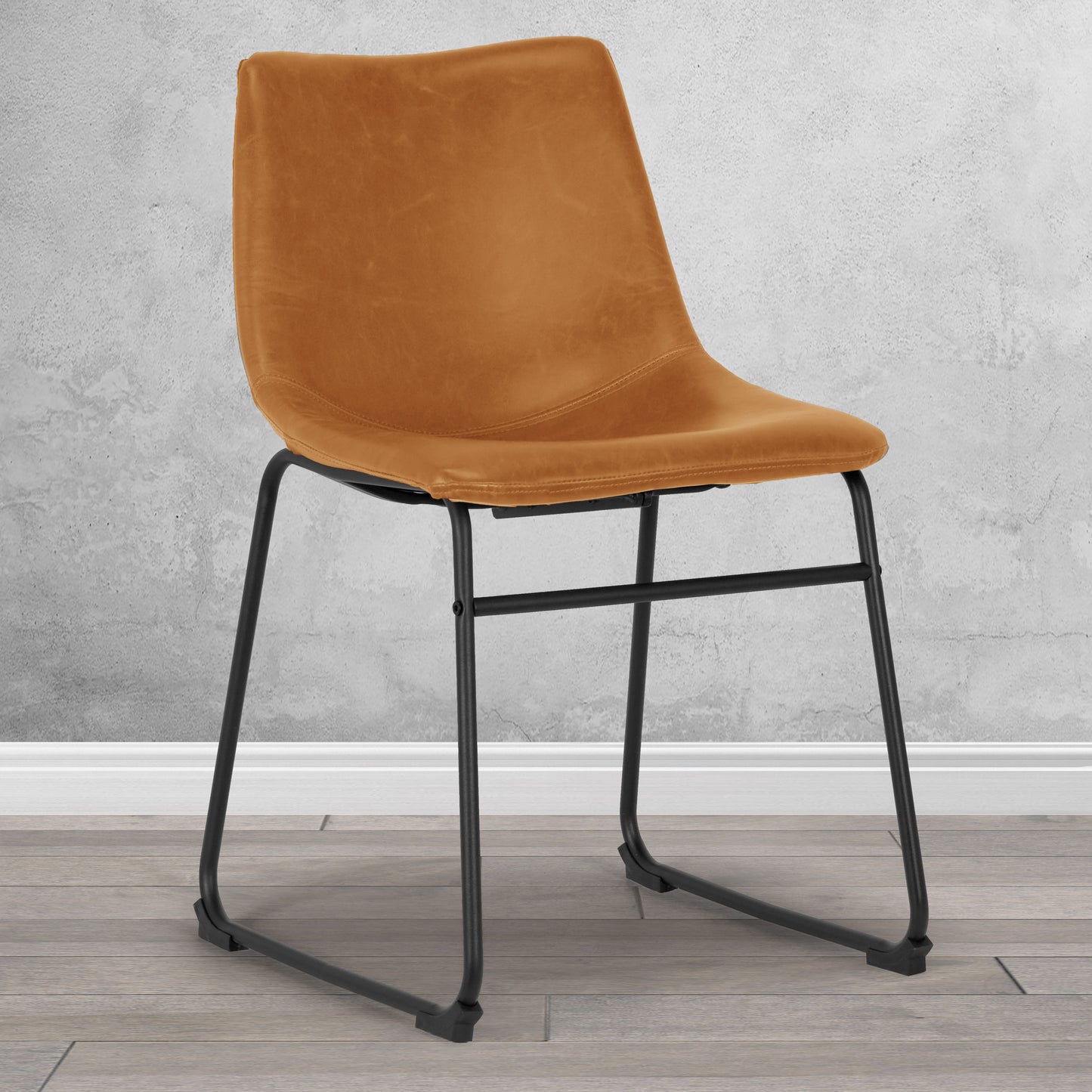 Set of 2 Adan Iron Frame Vintage Cappuccino Faux Leather Dining Chair