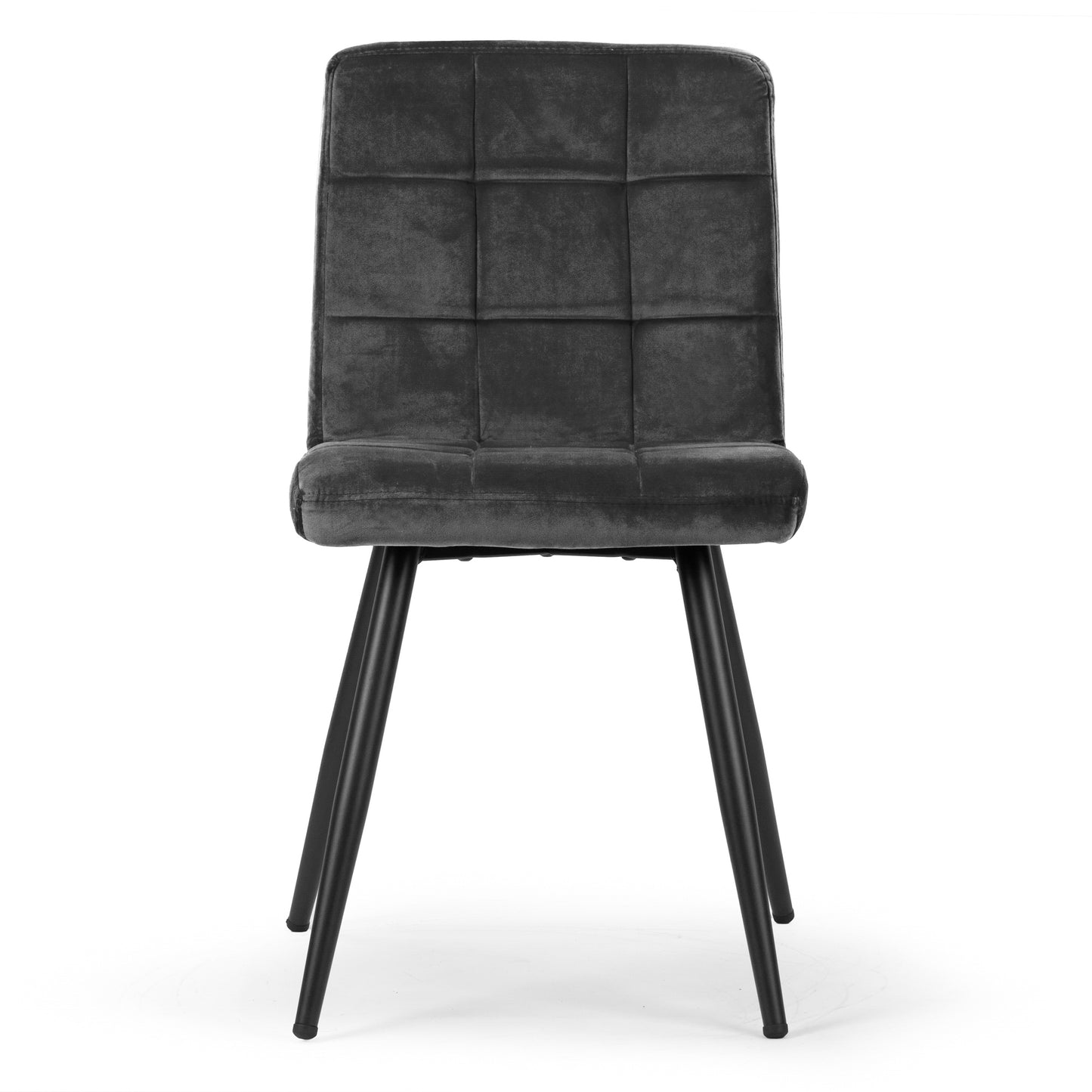 Set of 2 Anika Black Velvet Dining Chair with Stitching and Black Metal Legs