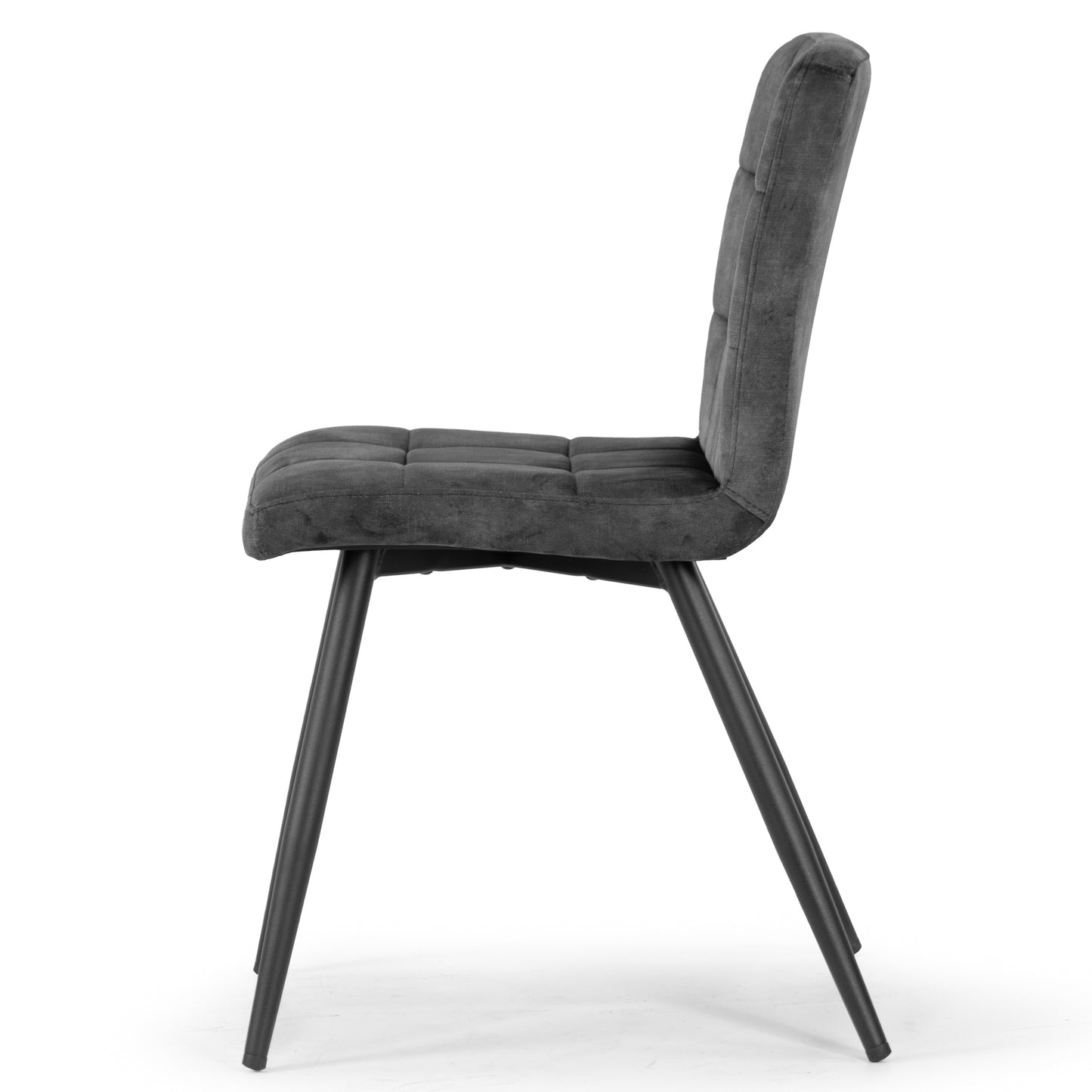 Set of 2 Anika Black Velvet Dining Chair with Stitching and Black Metal Legs