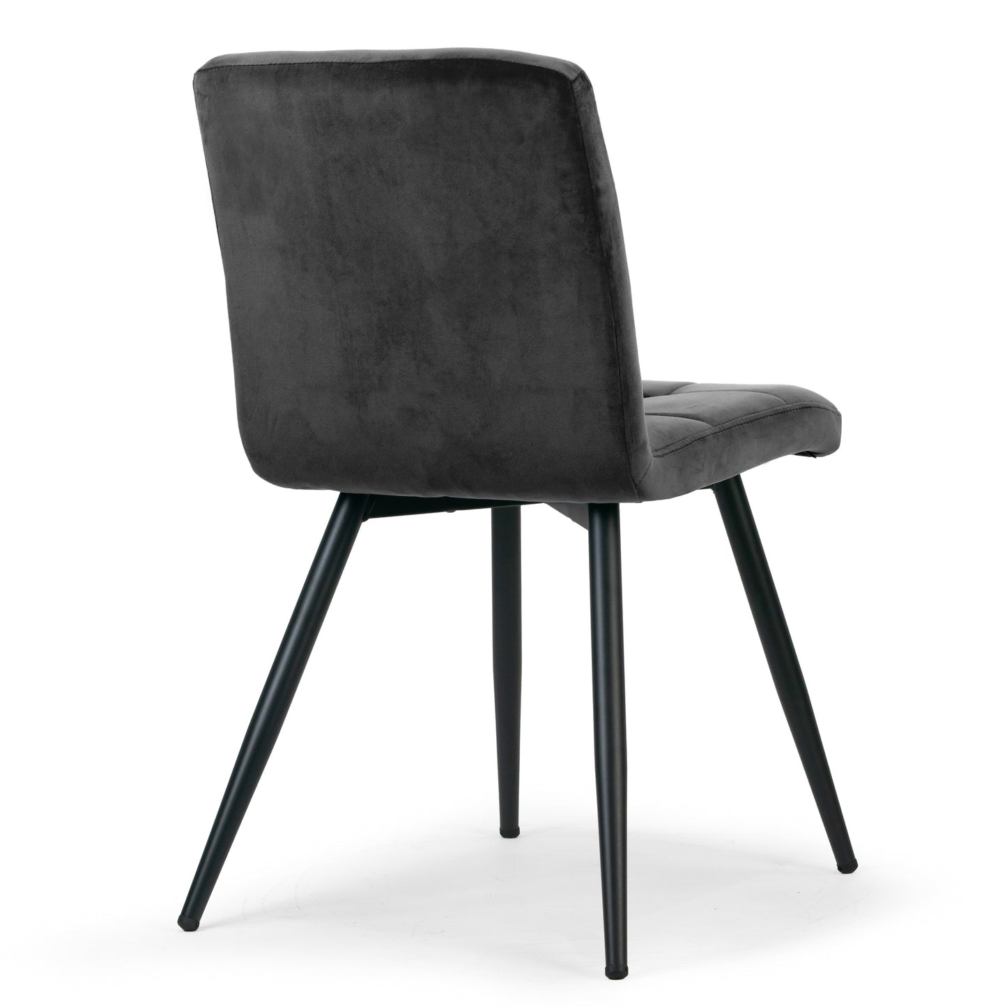 Set of 2 Anika Black Velvet Dining Chair with Stitching and Black Metal Legs