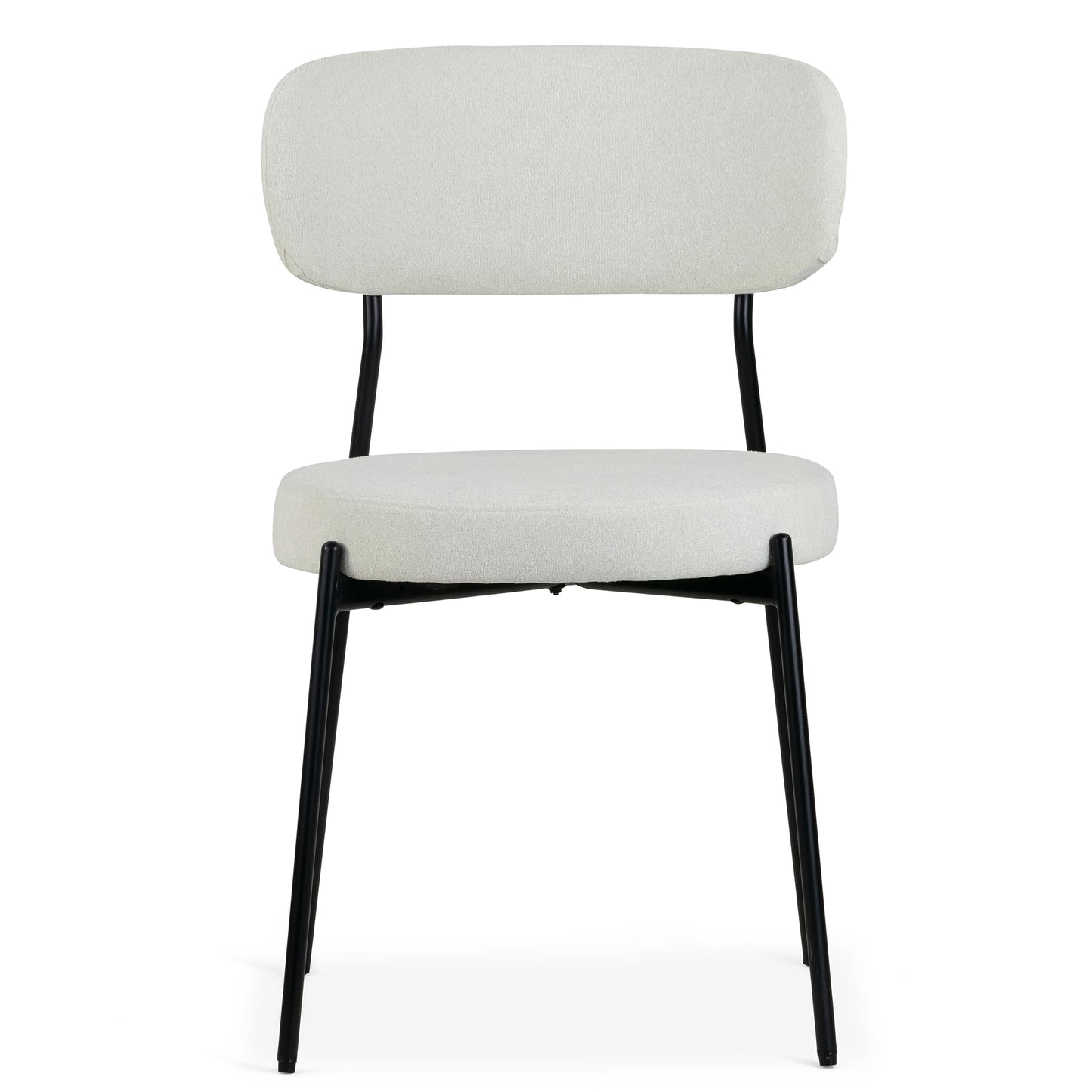 Set of 2 Aya White Chenille Dining Chair with Black Steel Legs