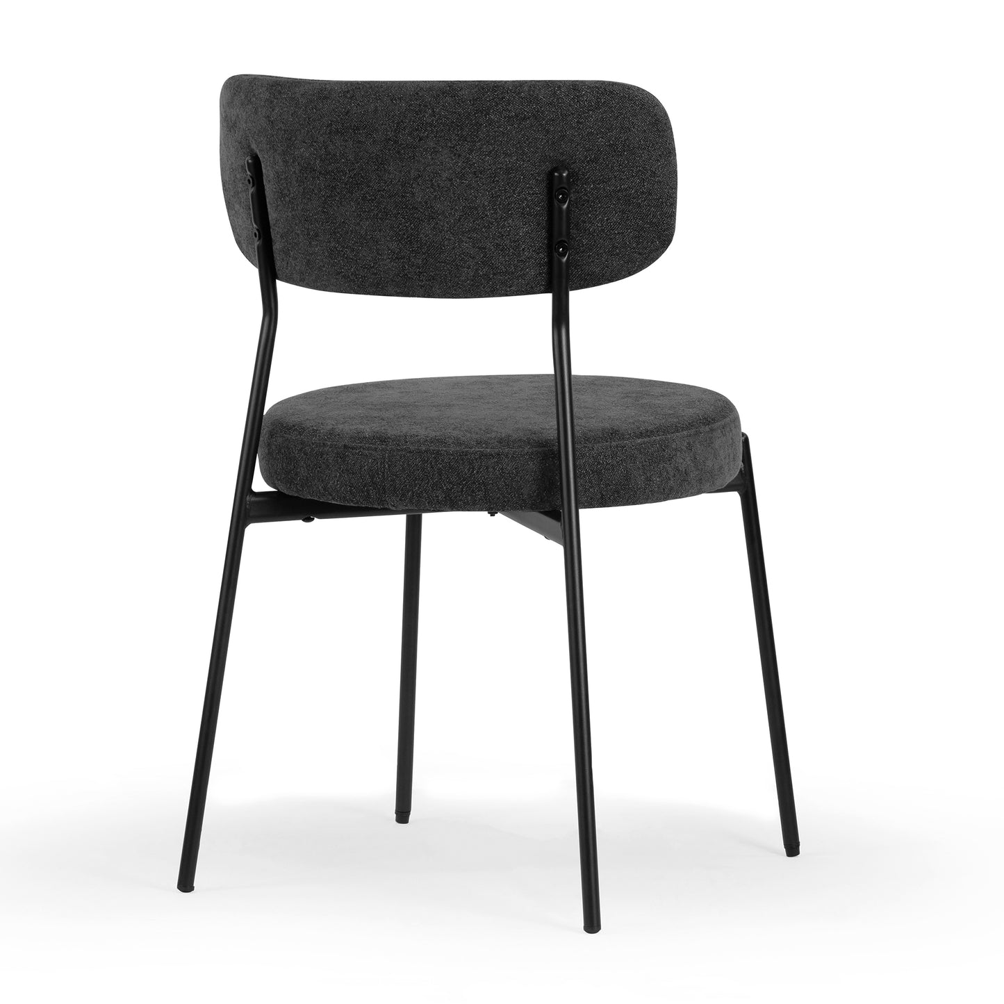 Set of 2 Aya Black Chenille Dining Chair with Black Steel Legs