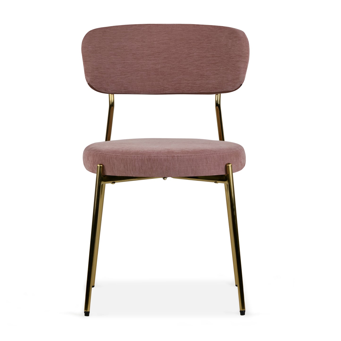 Set of 2 Aya Rust Pink Chenille Dining Chair with Gold Steel Legs