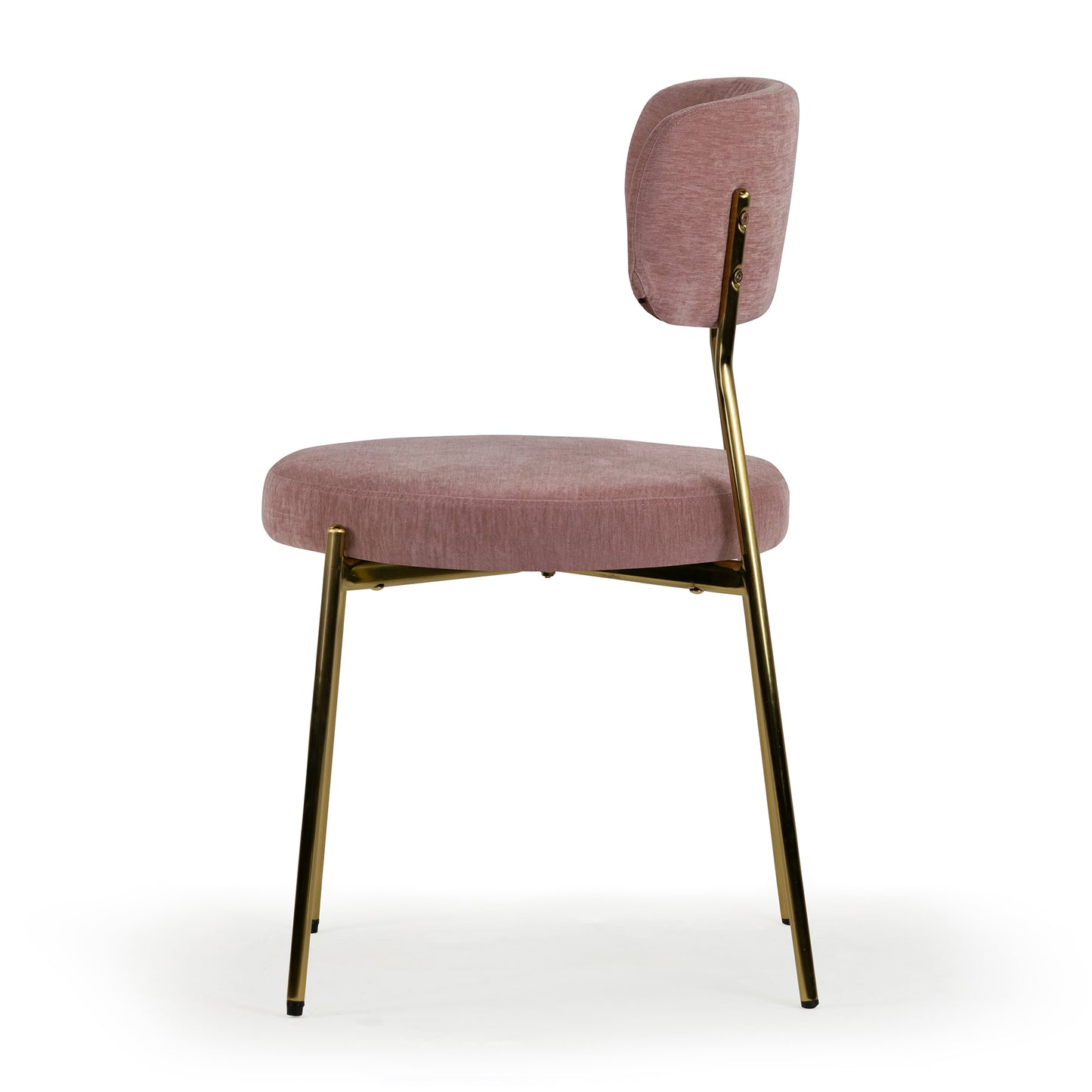 Set of 2 Aya Rust Pink Chenille Dining Chair with Gold Steel Legs