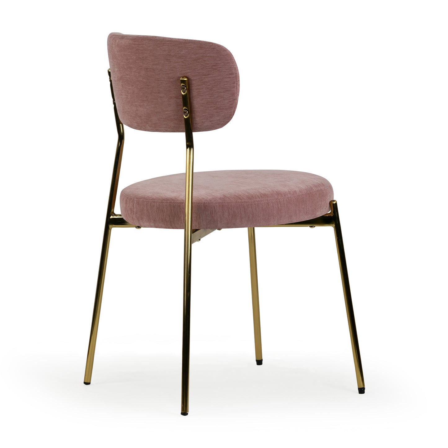Set of 2 Aya Rust Pink Chenille Dining Chair with Gold Steel Legs