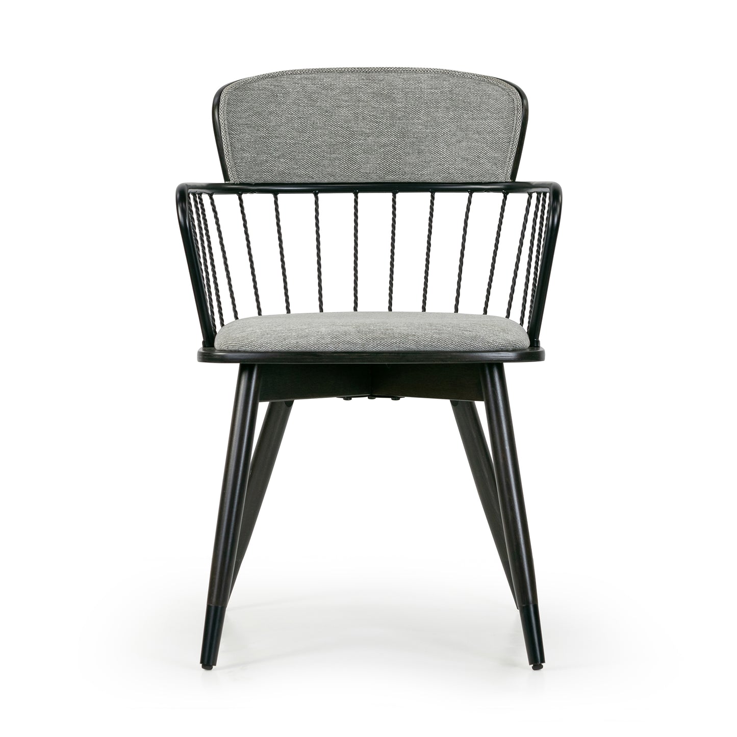 Set of 2 Bairn Gray Fabric Dining Chair with Dark Walnut Wood Legs