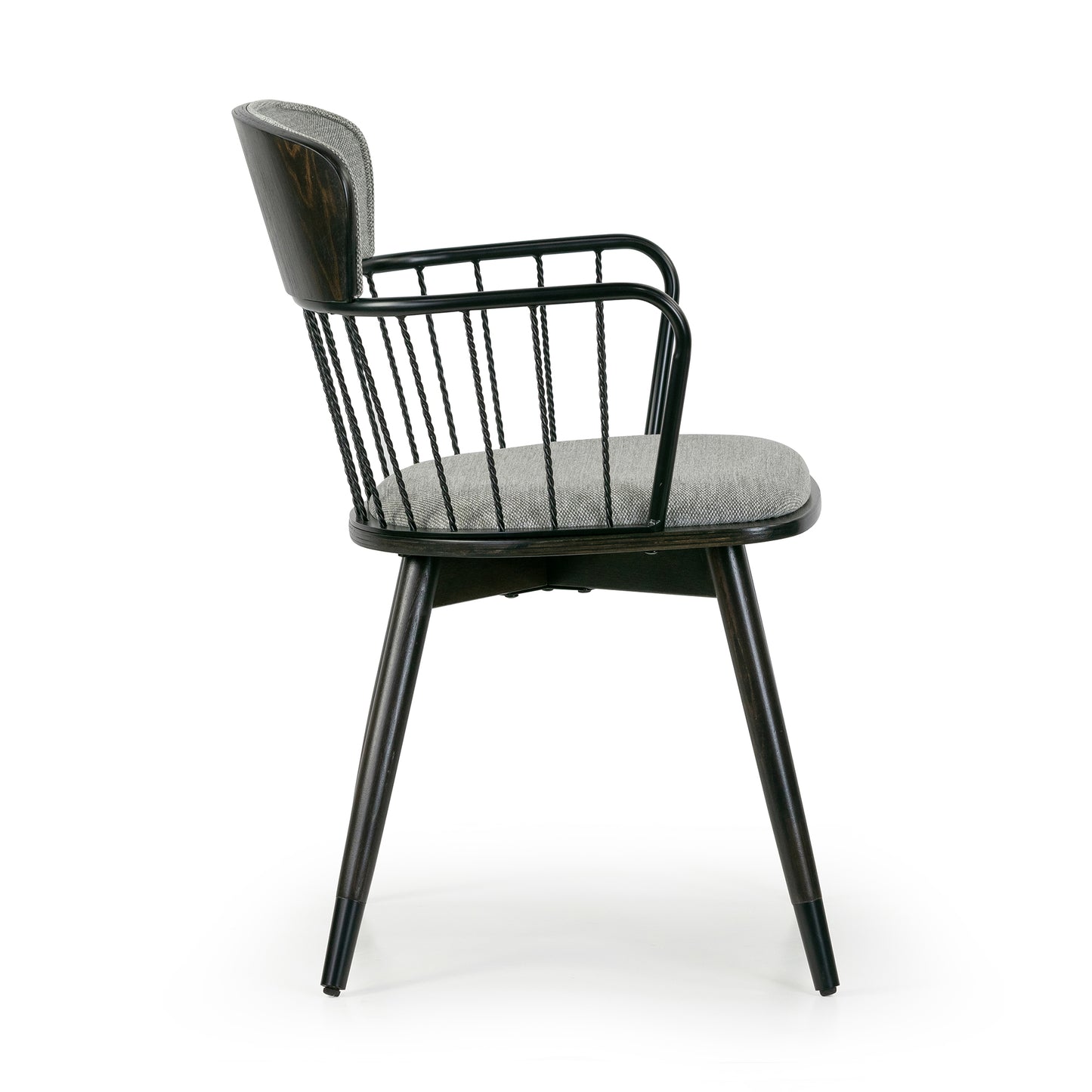 Set of 2 Bairn Gray Fabric Dining Chair with Dark Walnut Wood Legs