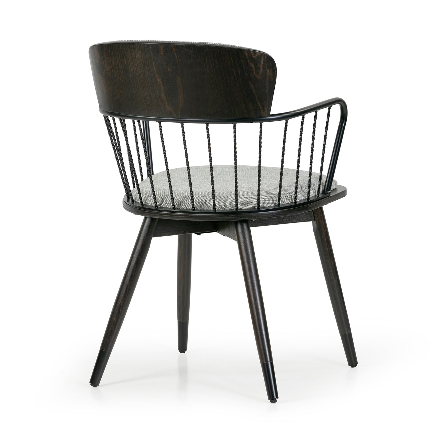 Set of 2 Bairn Gray Fabric Dining Chair with Dark Walnut Wood Legs