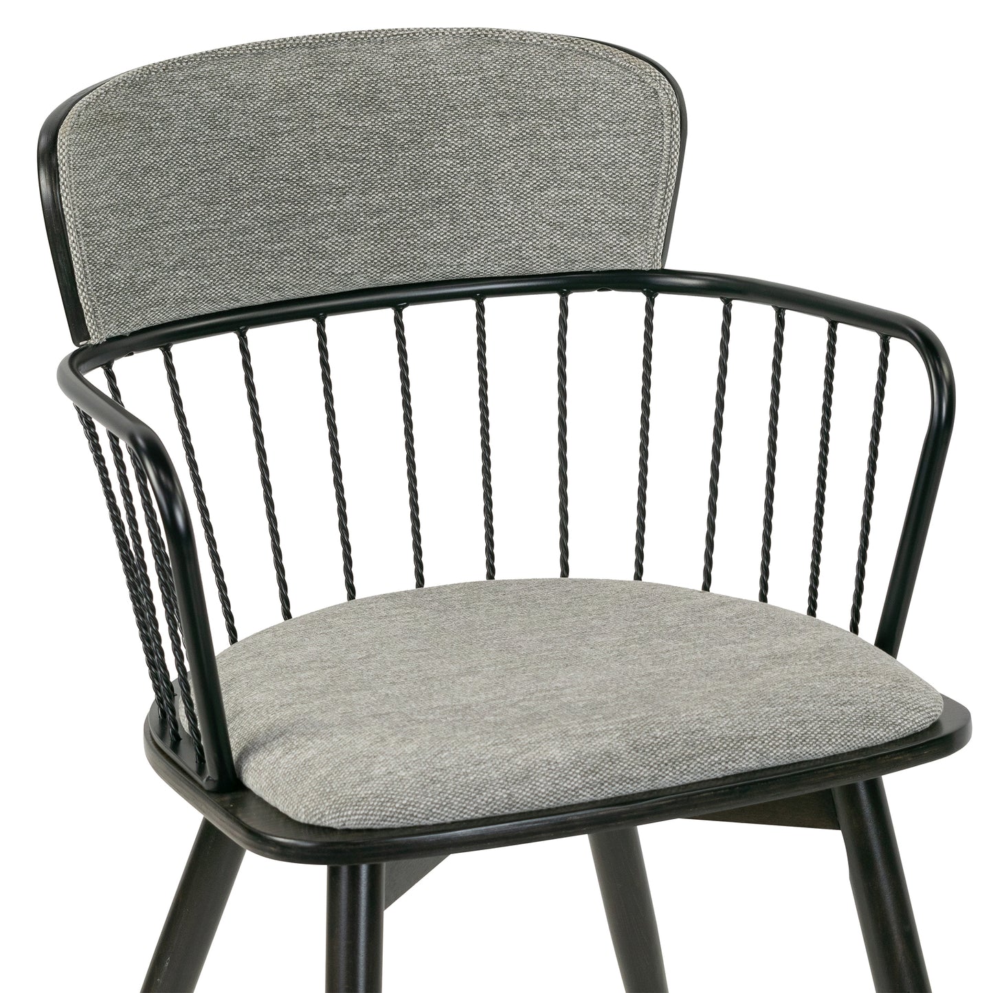 Set of 2 Bairn Gray Fabric Dining Chair with Dark Walnut Wood Legs