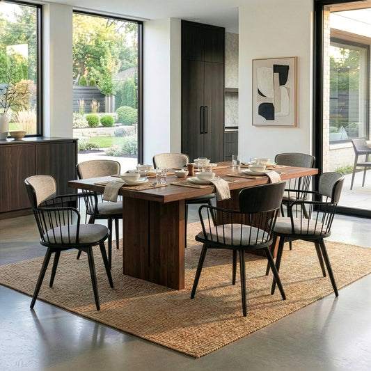 Set of 2 Bairn Gray Fabric Dining Chair with Dark Walnut Wood Legs