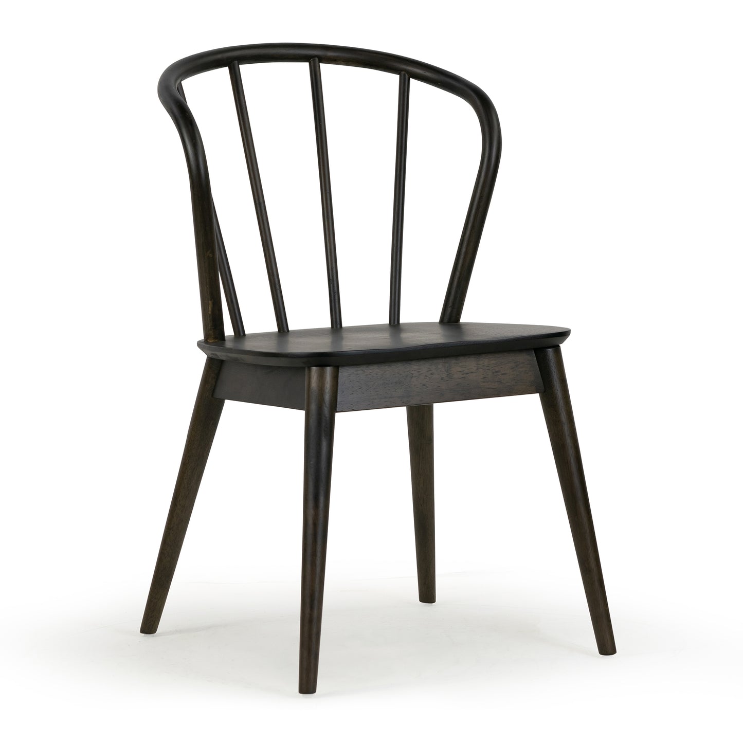 Set of 2 Azure Black Rubberwood Dining Chair with Windsor Back