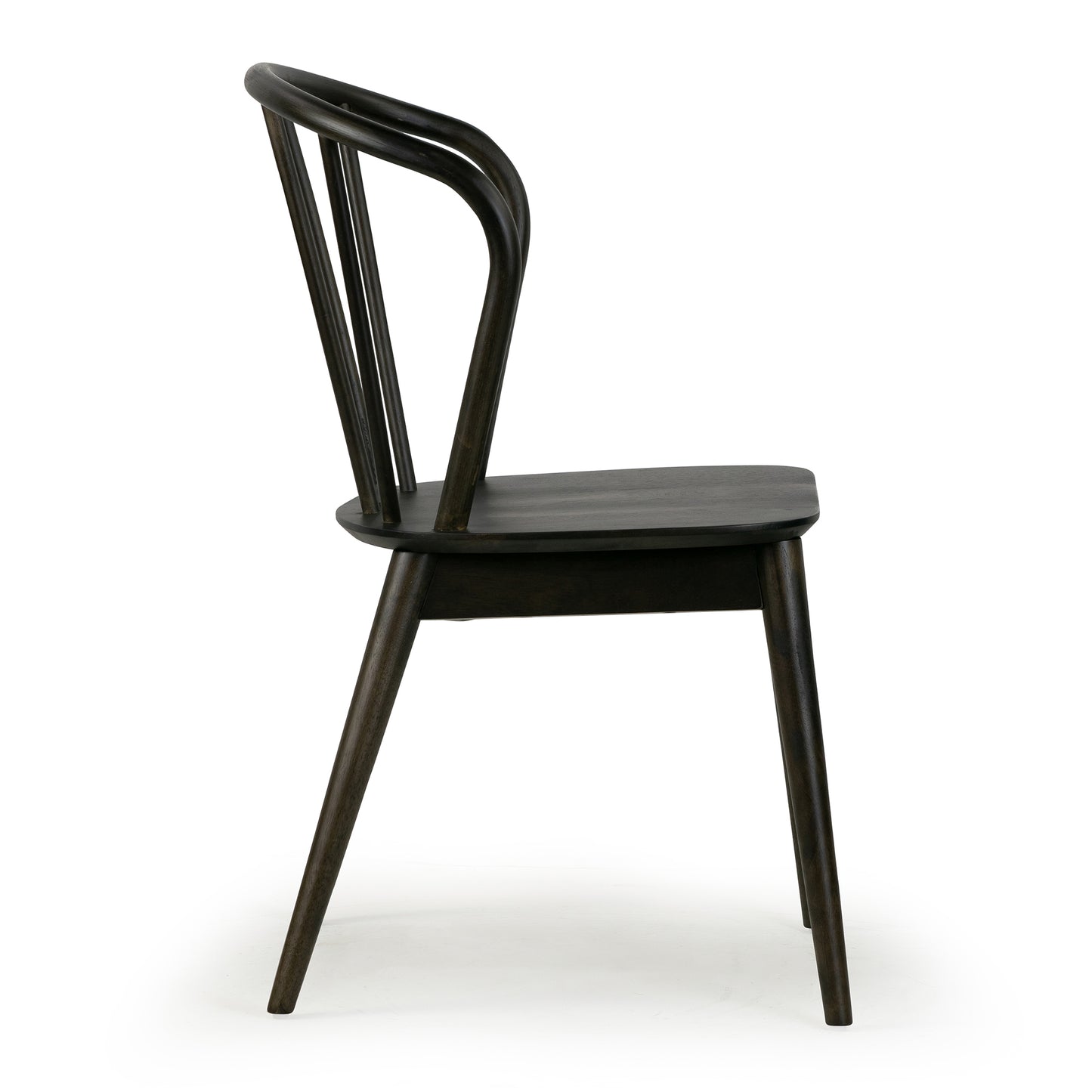 Set of 2 Azure Black Rubberwood Dining Chair with Windsor Back