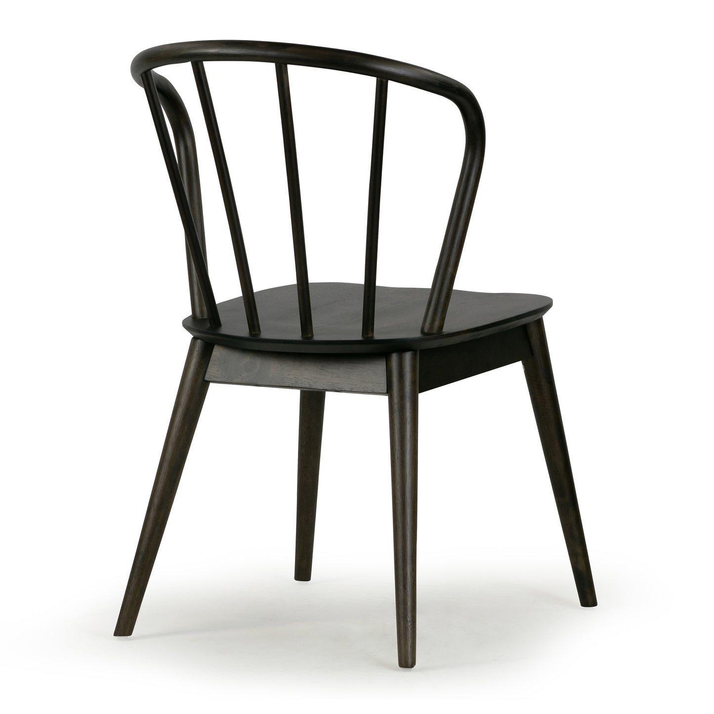 Set of 2 Azure Black Rubberwood Dining Chair with Windsor Back