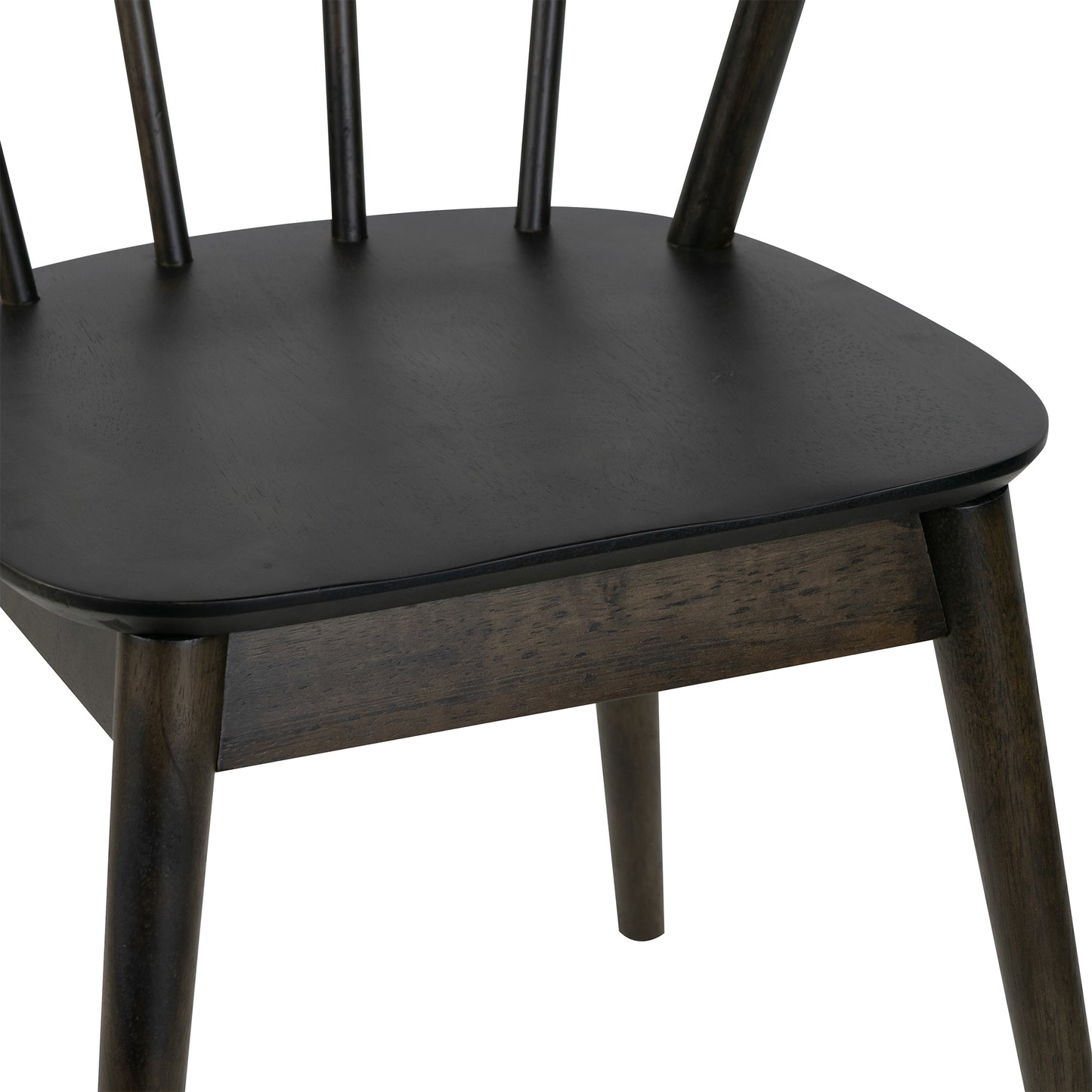 Set of 2 Azure Black Rubberwood Dining Chair with Windsor Back
