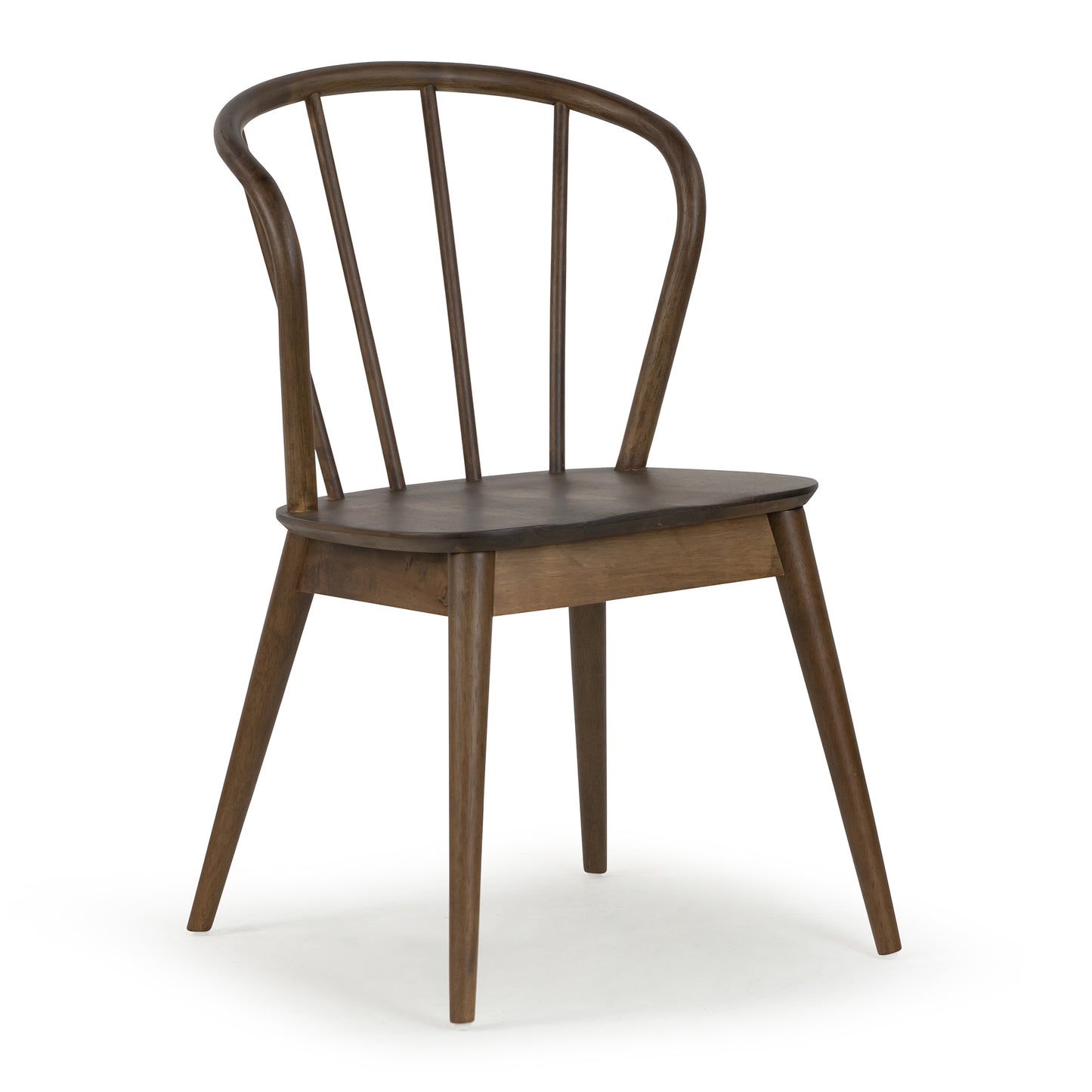 Set of 2 Azure Walnut Rubberwood Dining Chair with Windsor Back