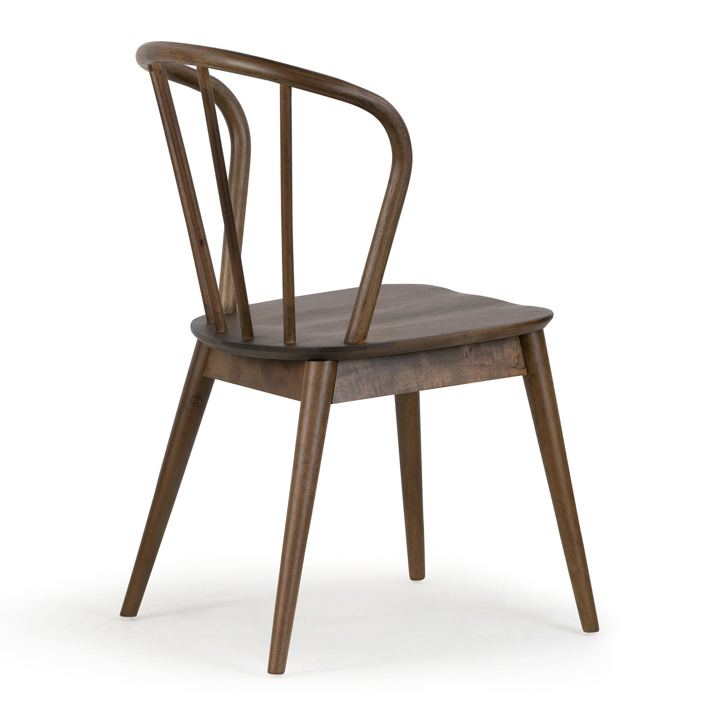 Set of 2 Azure Walnut Rubberwood Dining Chair with Windsor Back