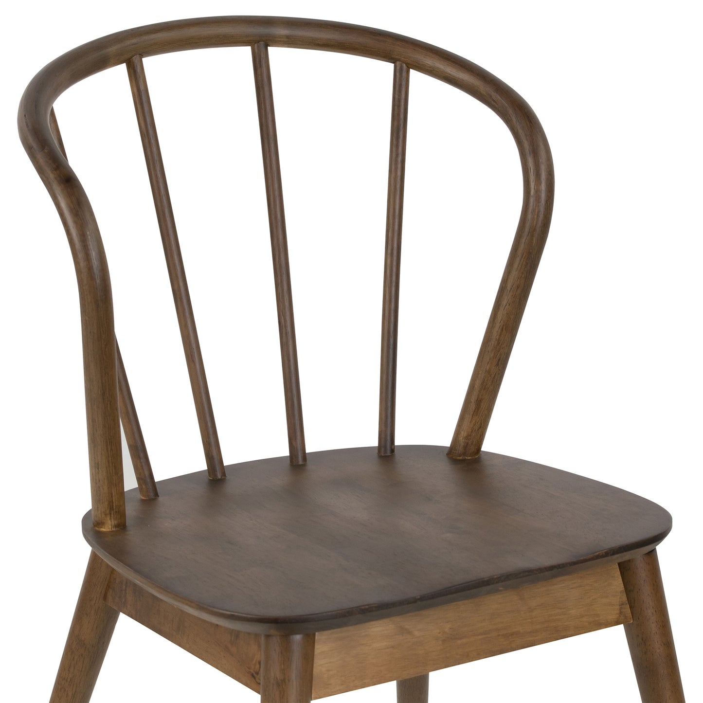 Set of 2 Azure Walnut Rubberwood Dining Chair with Windsor Back