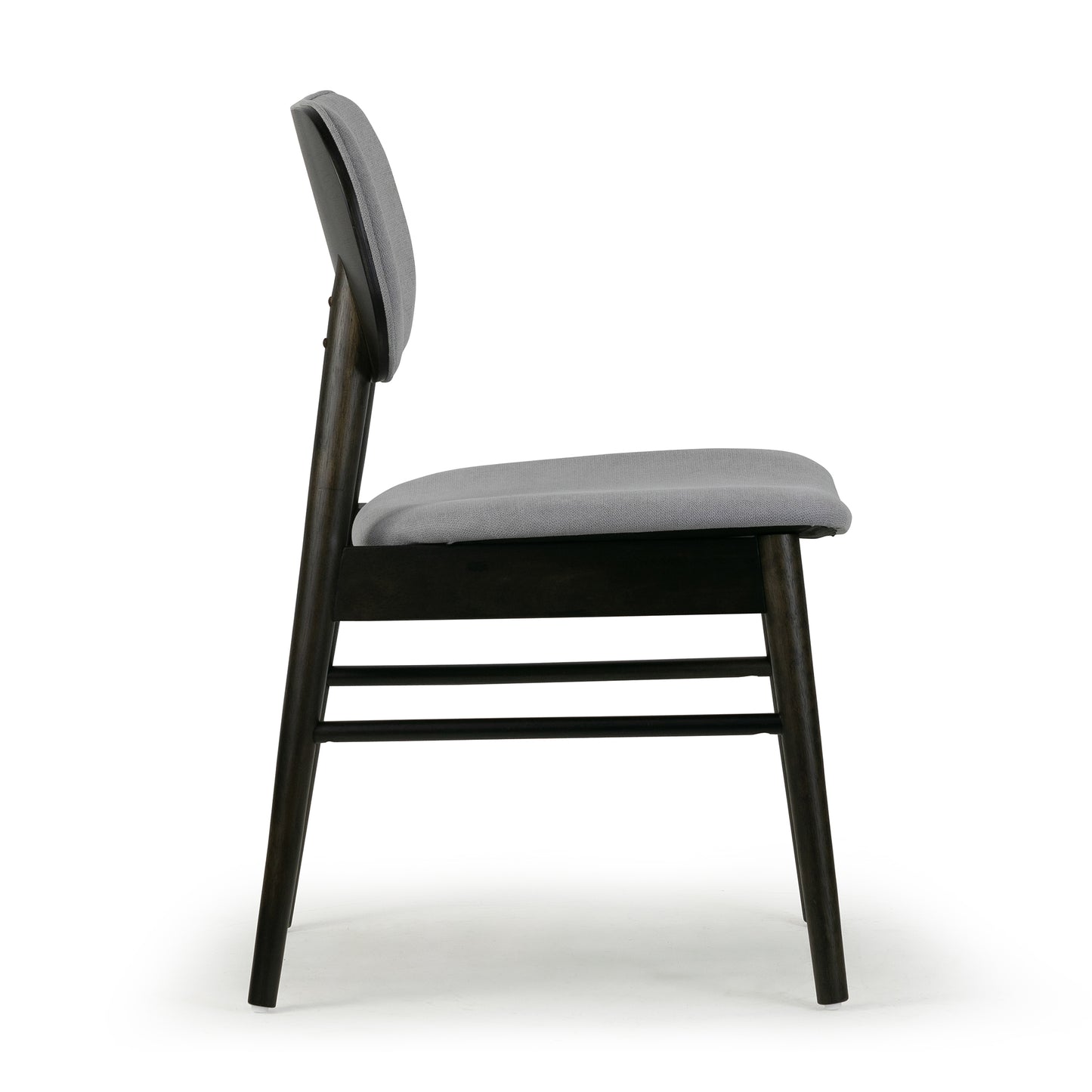 Set of 2 Babette Gray Fabric Dining Chair with Black Wood Legs