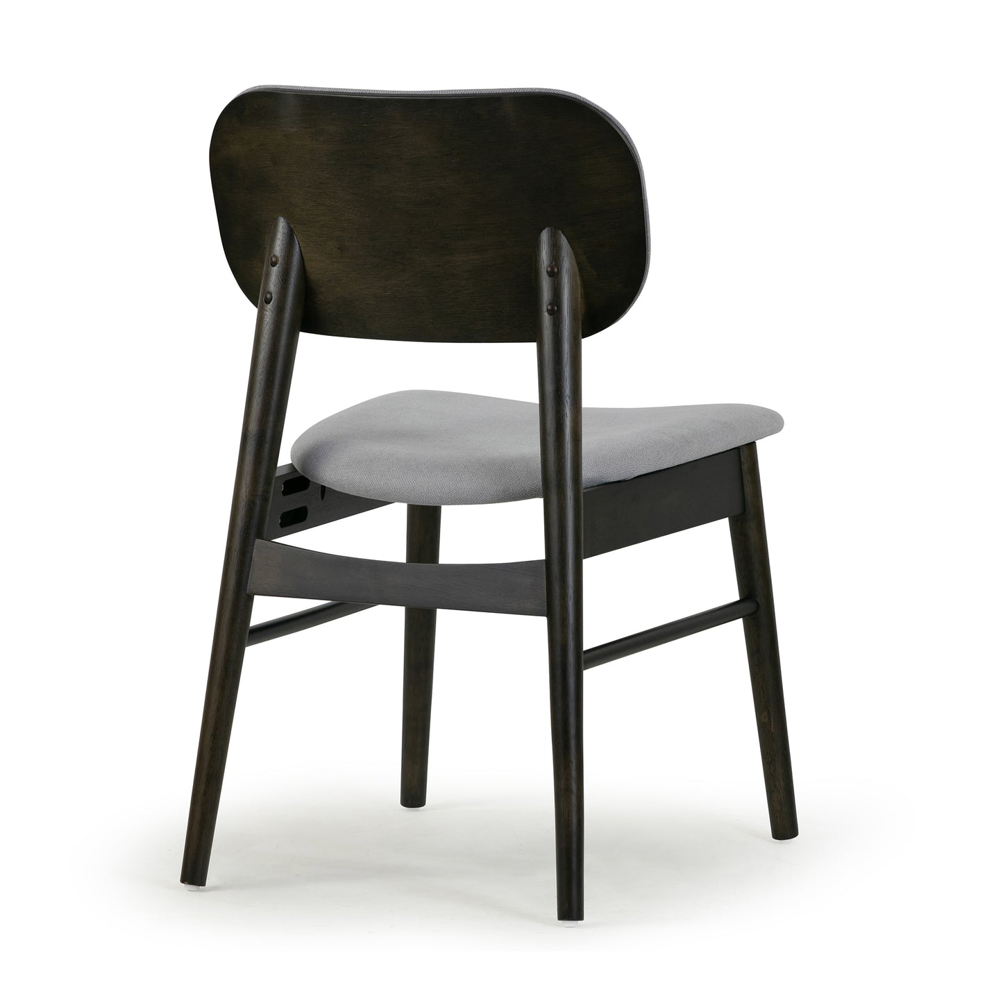 Set of 2 Babette Gray Fabric Dining Chair with Black Wood Legs