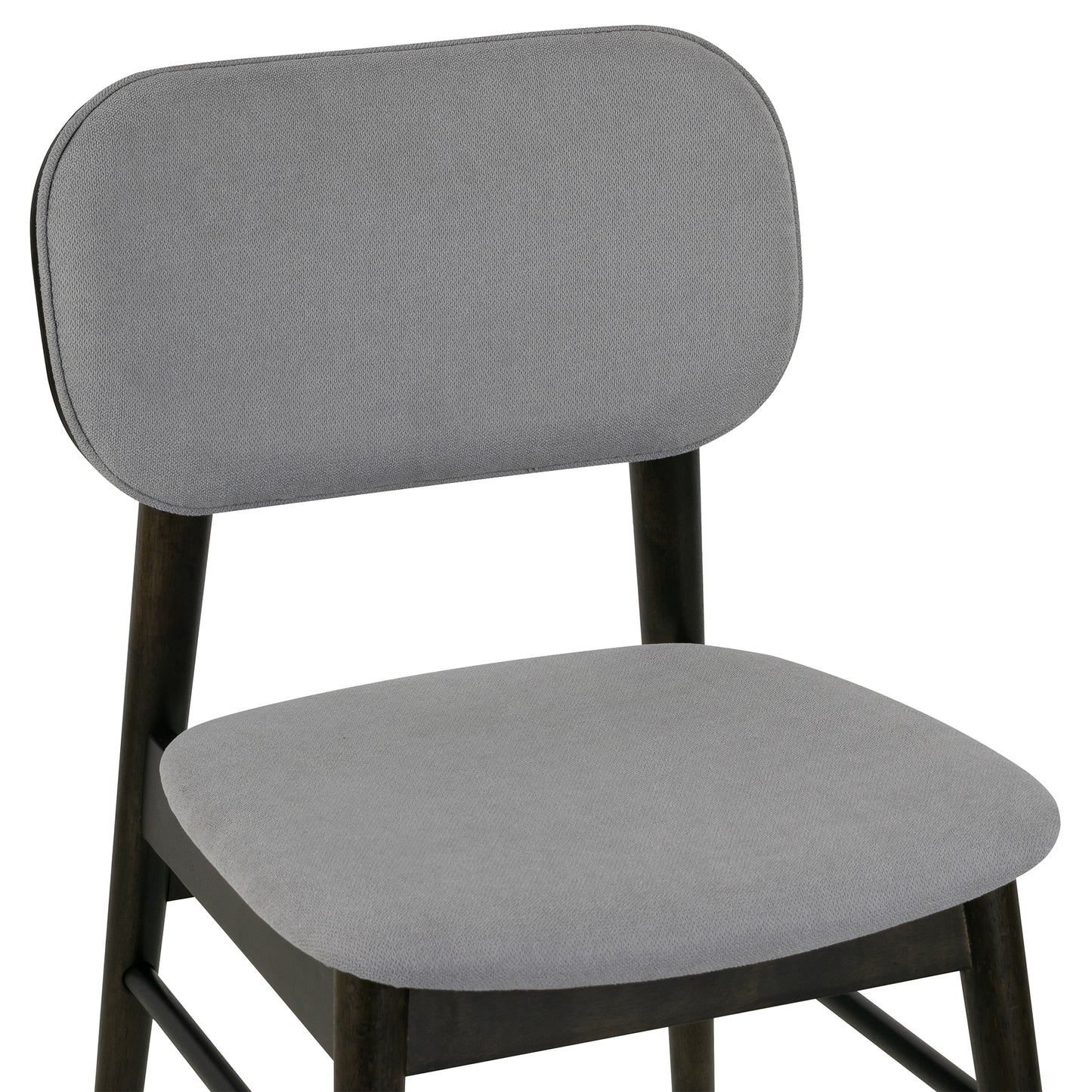 Set of 2 Babette Gray Fabric Dining Chair with Black Wood Legs