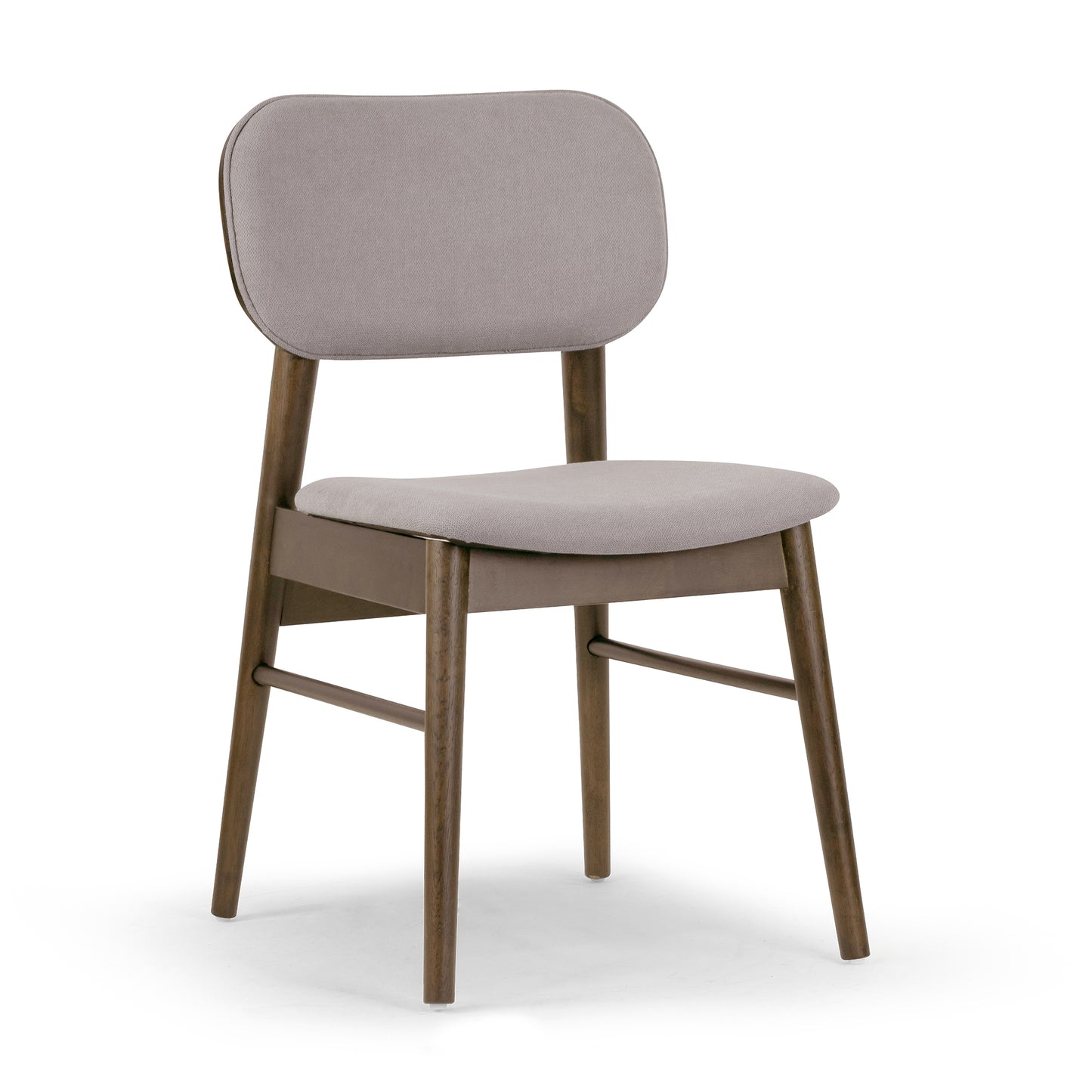 Set of 2 Babette Gray Fabric Dining Chair with Walnut Wood Legs