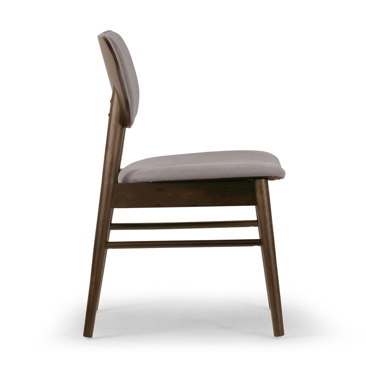 Set of 2 Babette Gray Fabric Dining Chair with Walnut Wood Legs