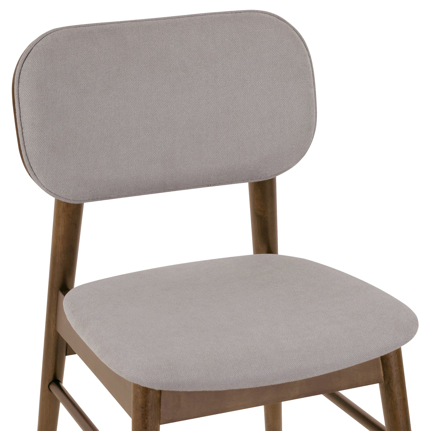 Set of 2 Babette Gray Fabric Dining Chair with Walnut Wood Legs