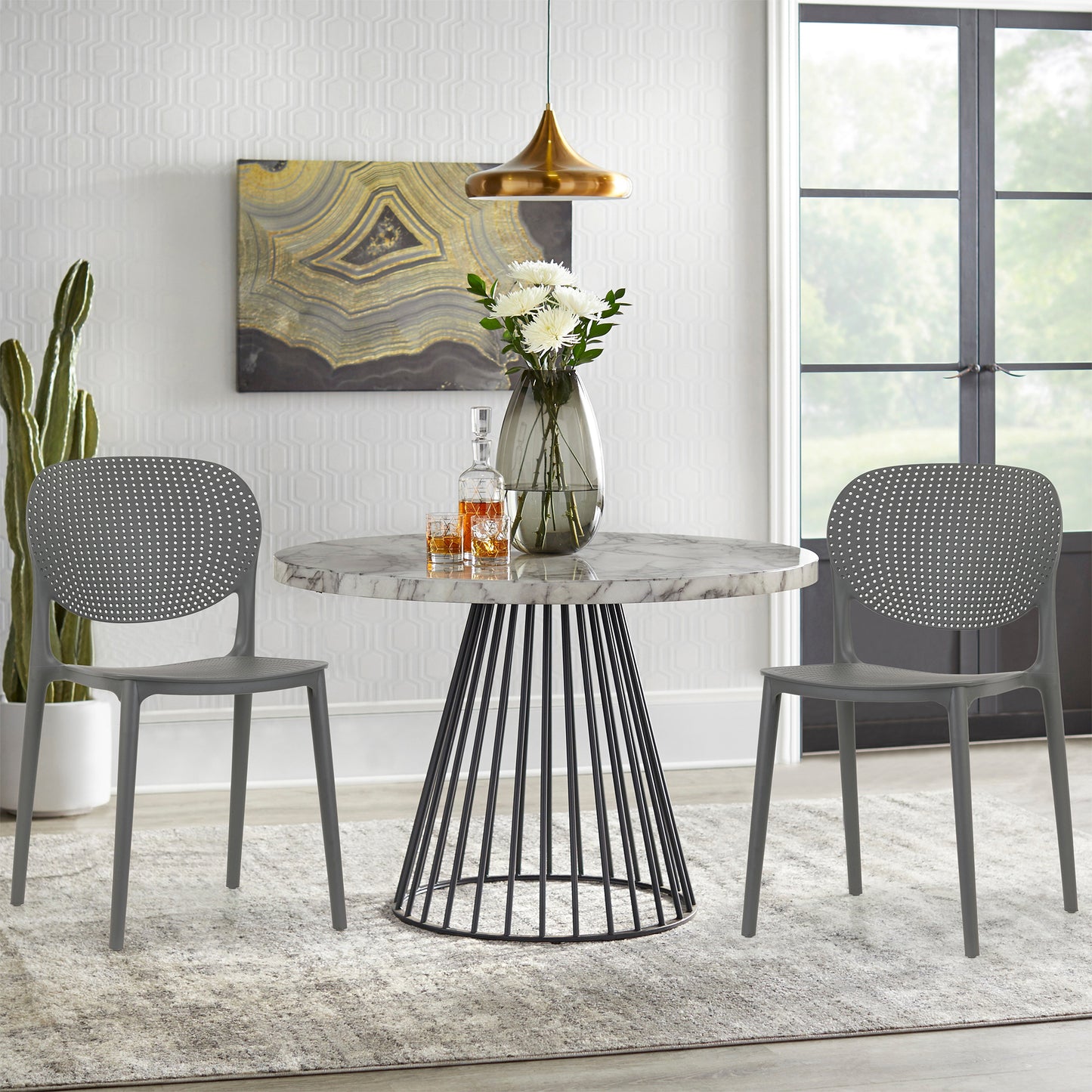 Set of 2 Balin Gray Plastic Dining Chairs