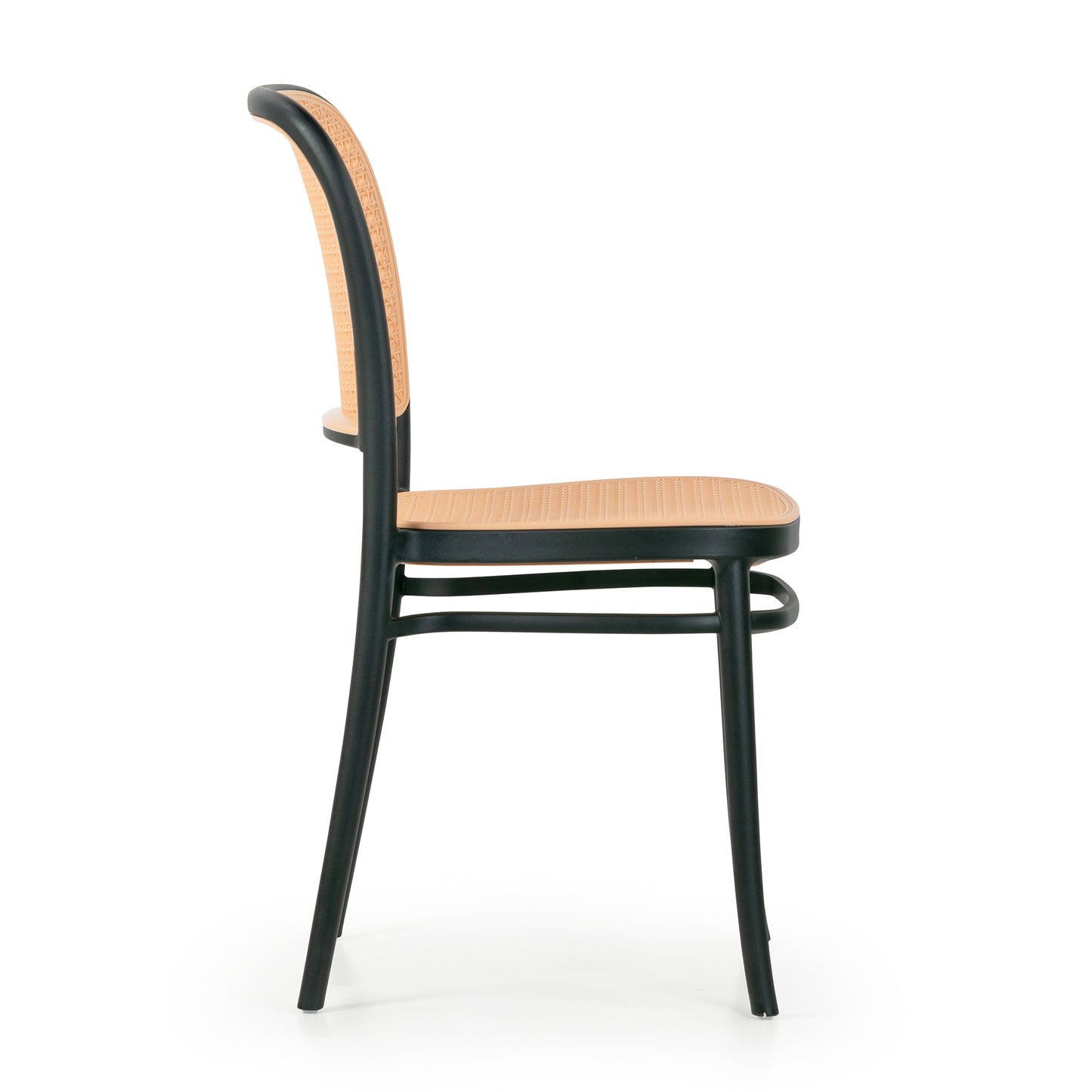 Set of 2 Balto Black Plastic Dining Chair with Rattan Detail
