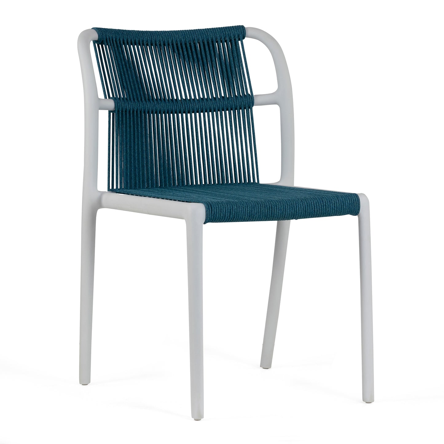 Set of 2 Belden Blue Woven Rope Fabric Dining Chair with Plastic Frame