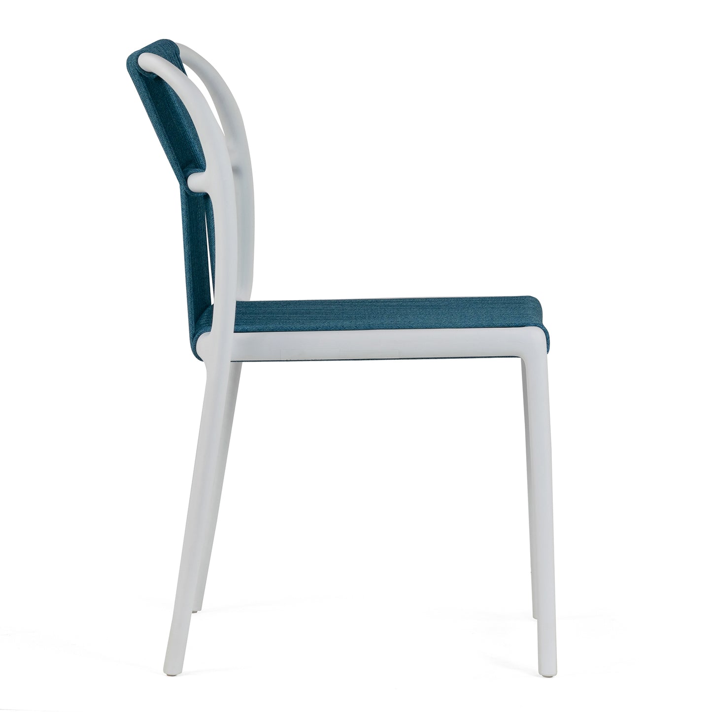 Set of 2 Belden Blue Woven Rope Fabric Dining Chair with Plastic Frame