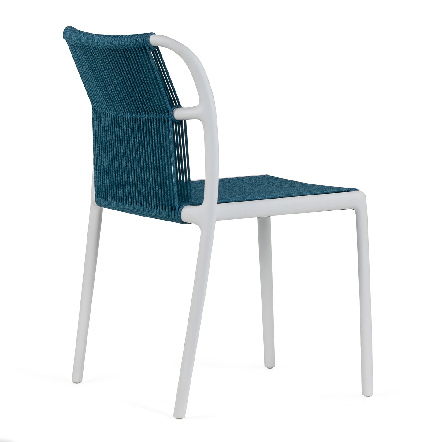Set of 2 Belden Blue Woven Rope Fabric Dining Chair with Plastic Frame