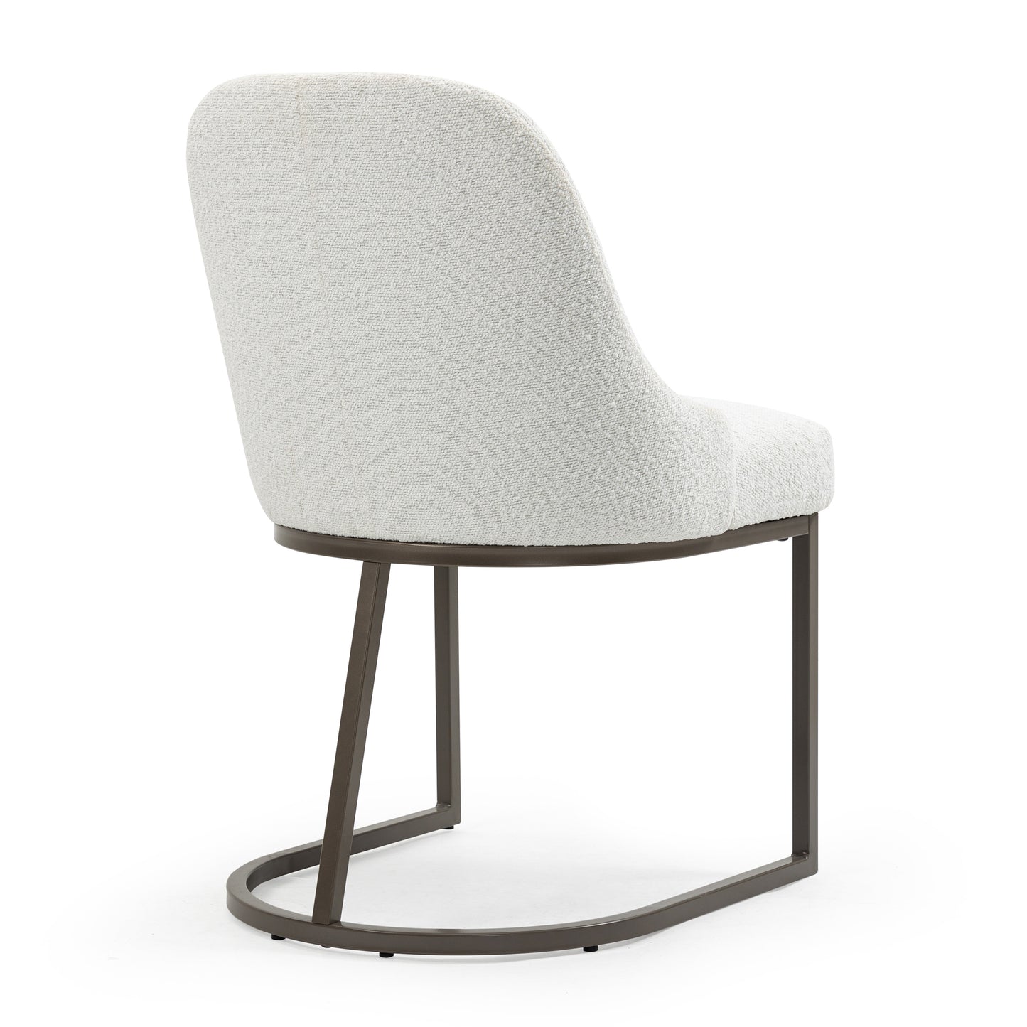 Set of 2 Ayane White Boucle Fabric Dining Chair with Iron Legs