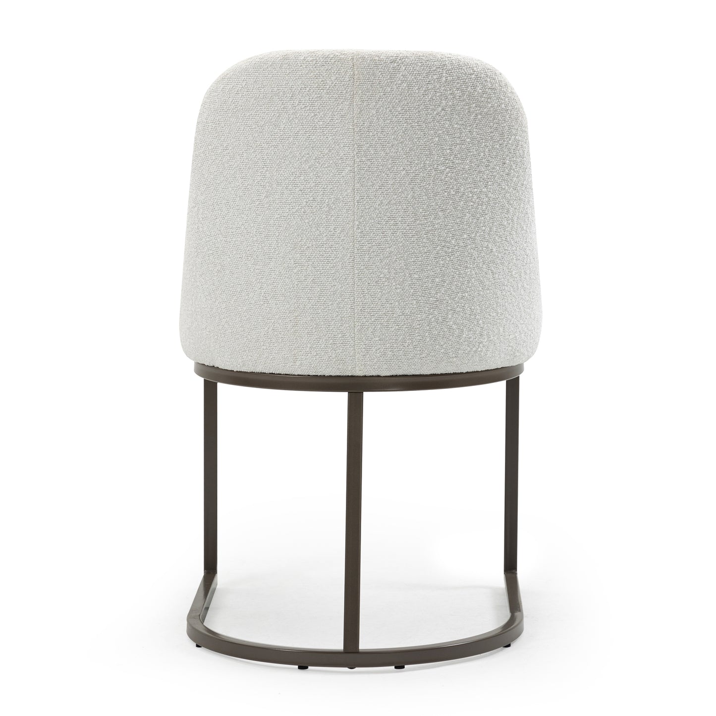 Set of 2 Ayane White Boucle Fabric Dining Chair with Iron Legs