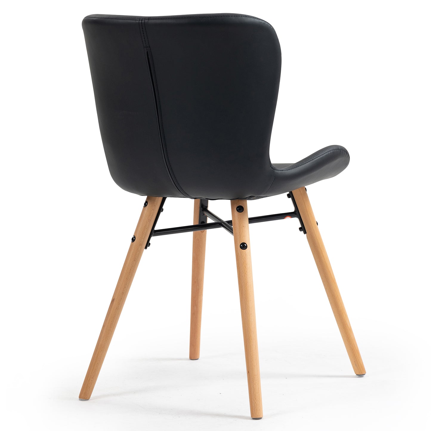 Set of 2 Banks Black Faux Leather Dining Chair with Wood Legs