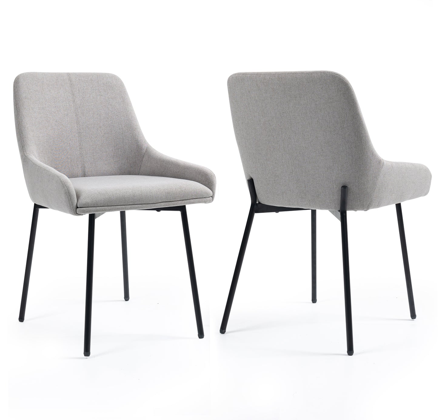 Set of 2 Banner Gray Fabric Dining Chair with Iron Legs
