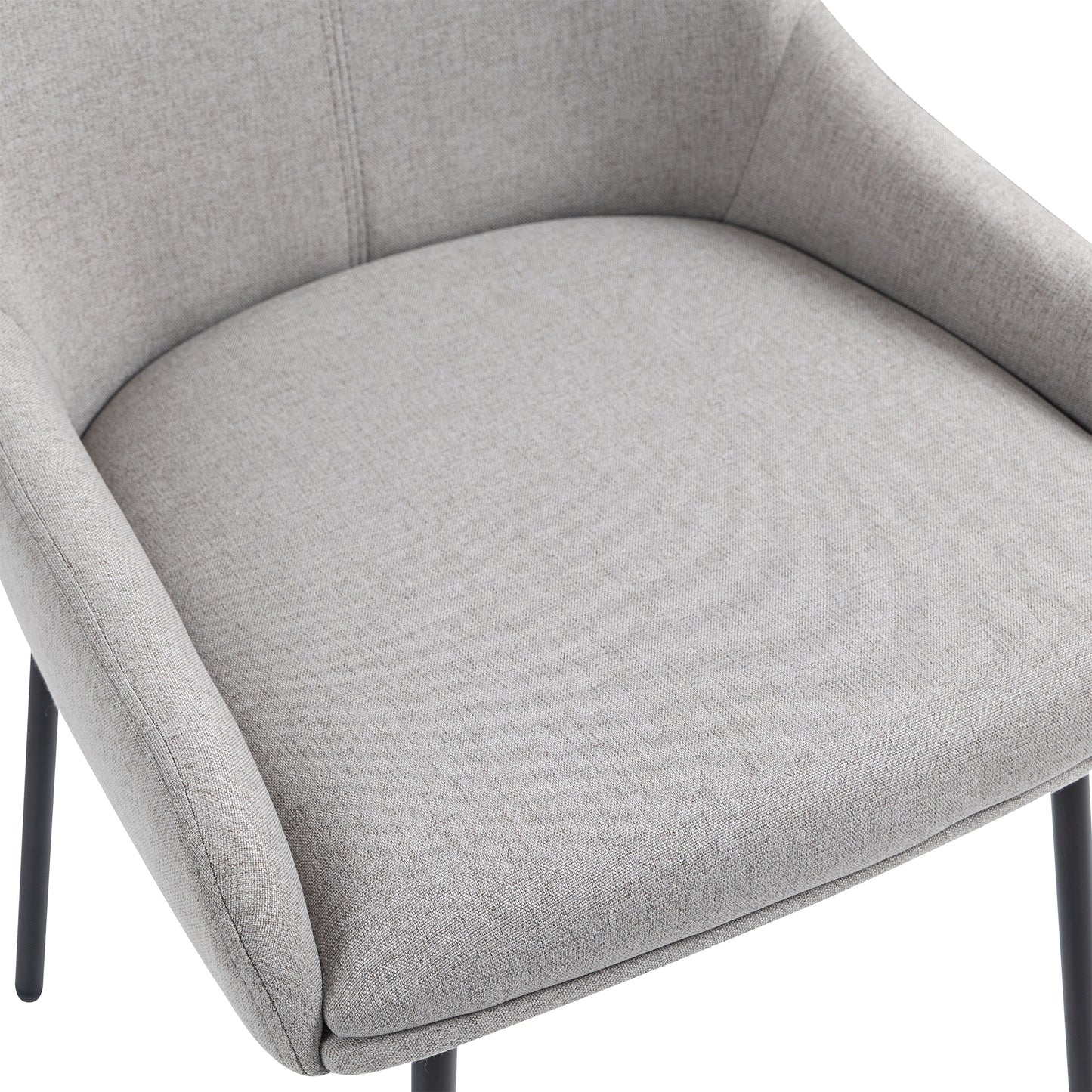 Set of 2 Banner Gray Fabric Dining Chair with Iron Legs