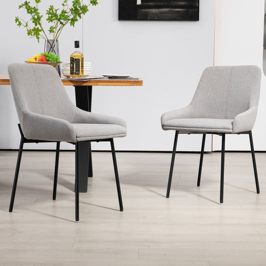 Set of 2 Banner Gray Fabric Dining Chair with Iron Legs