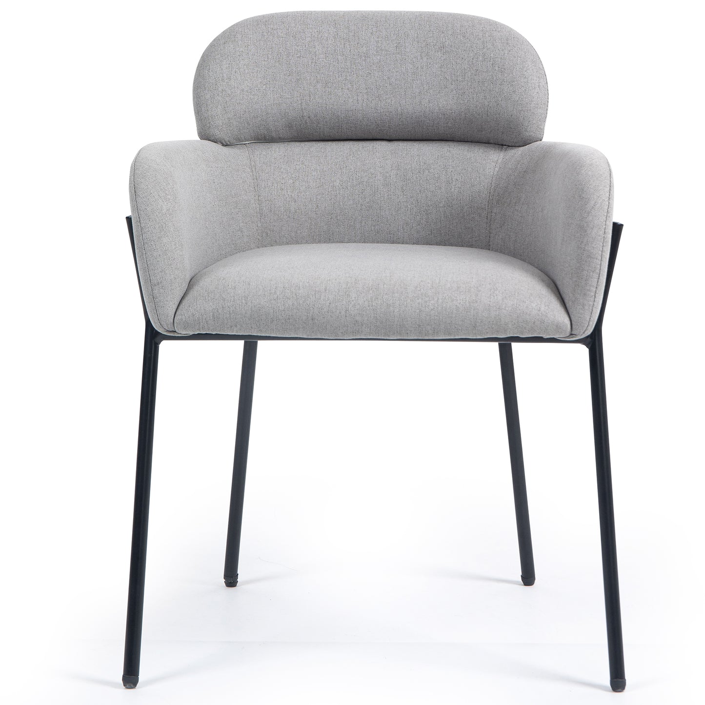 Set of 2 Barber Gray Tufted Fabric Dining Chair with Black Iron Accent Legs