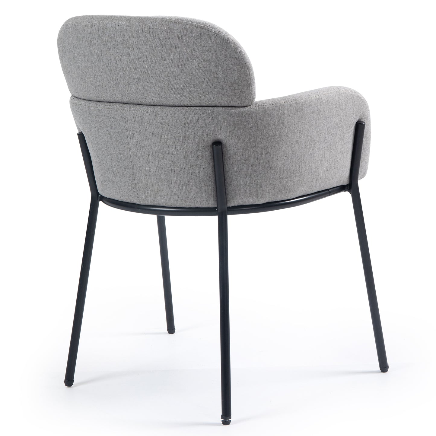 Set of 2 Barber Gray Tufted Fabric Dining Chair with Black Iron Accent Legs