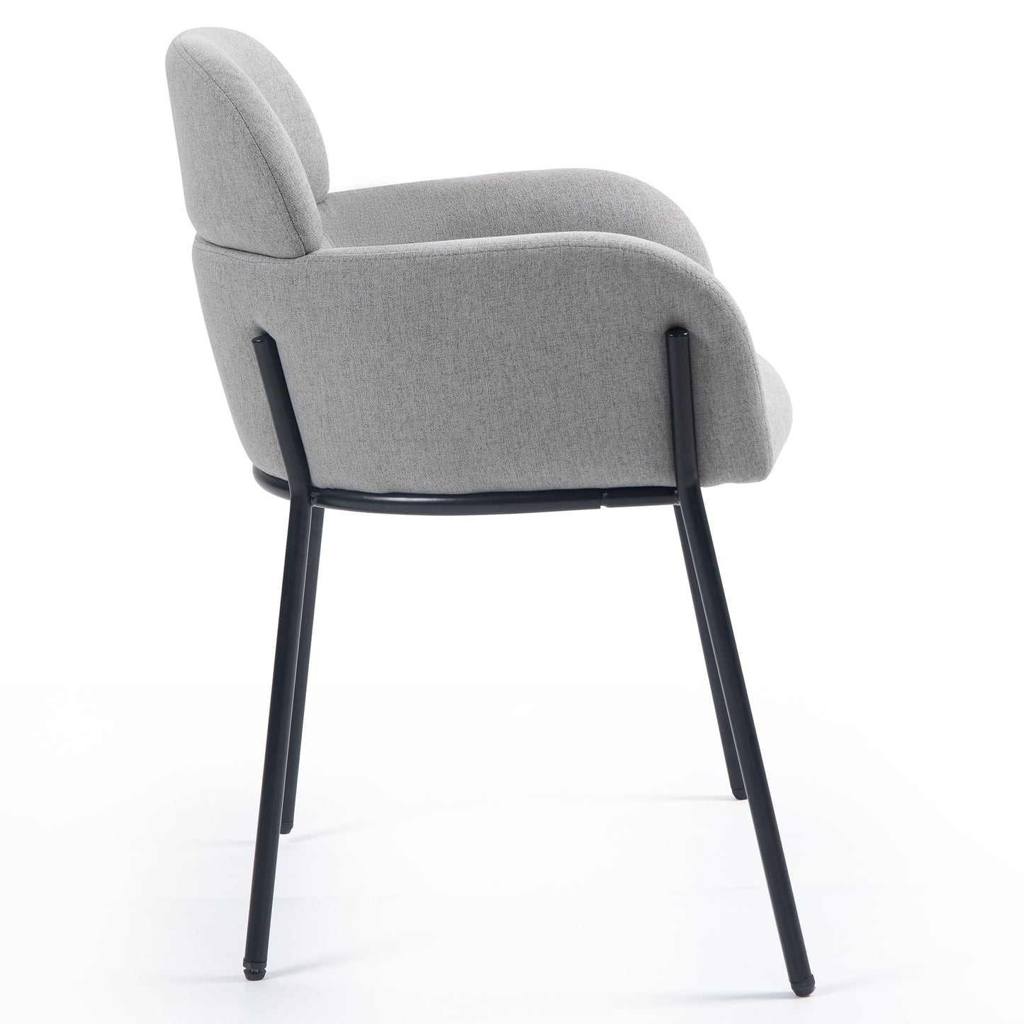 Set of 2 Barber Gray Tufted Fabric Dining Chair with Black Iron Accent Legs