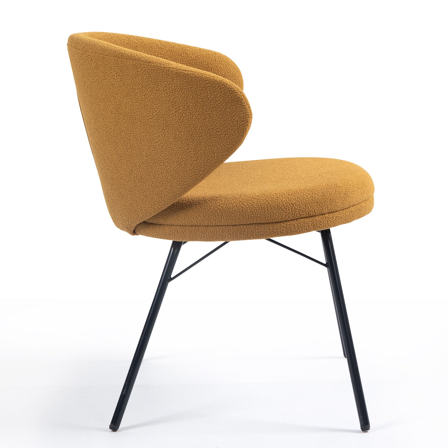 Set of 2 Barclay Brown Fabric Dining Chair with Black Iron Legs