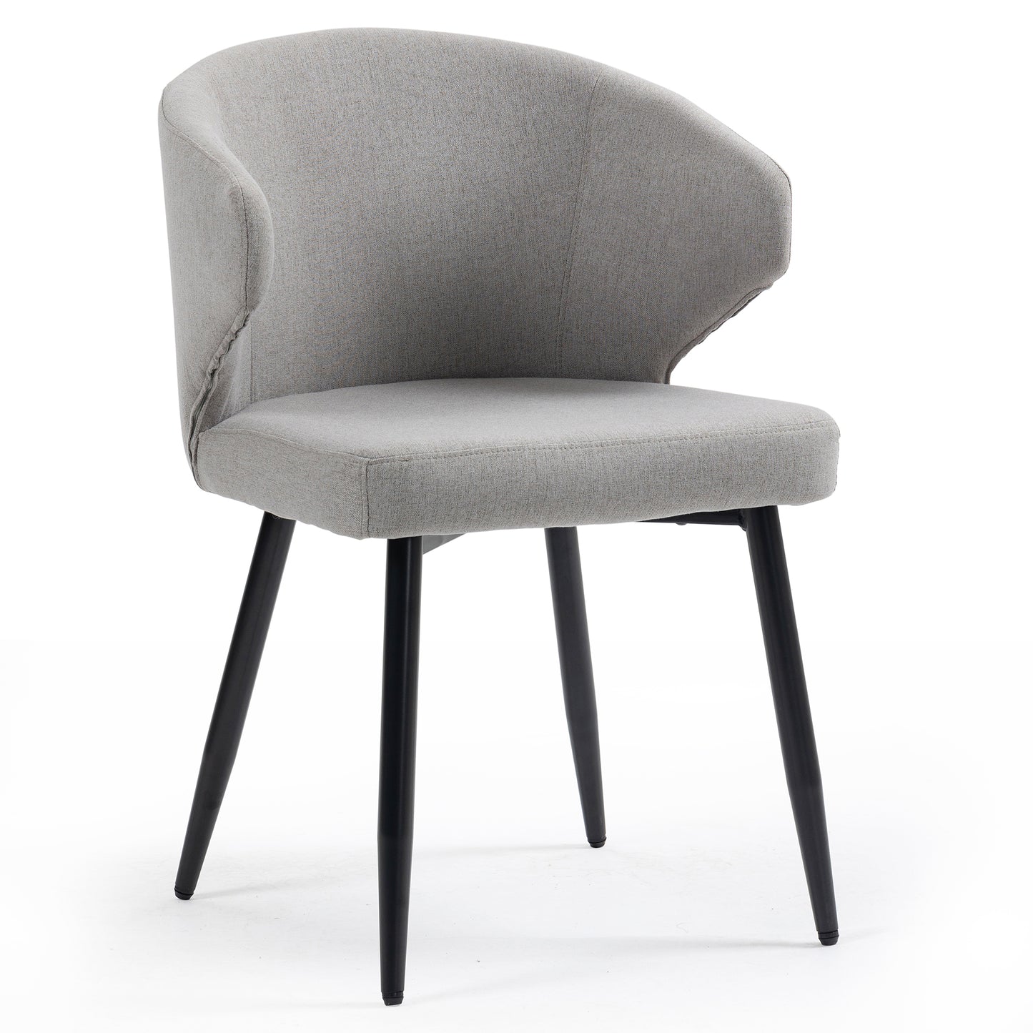 Set of 2 Bard Gray Fabric Dining Chair with Black Iron Legs