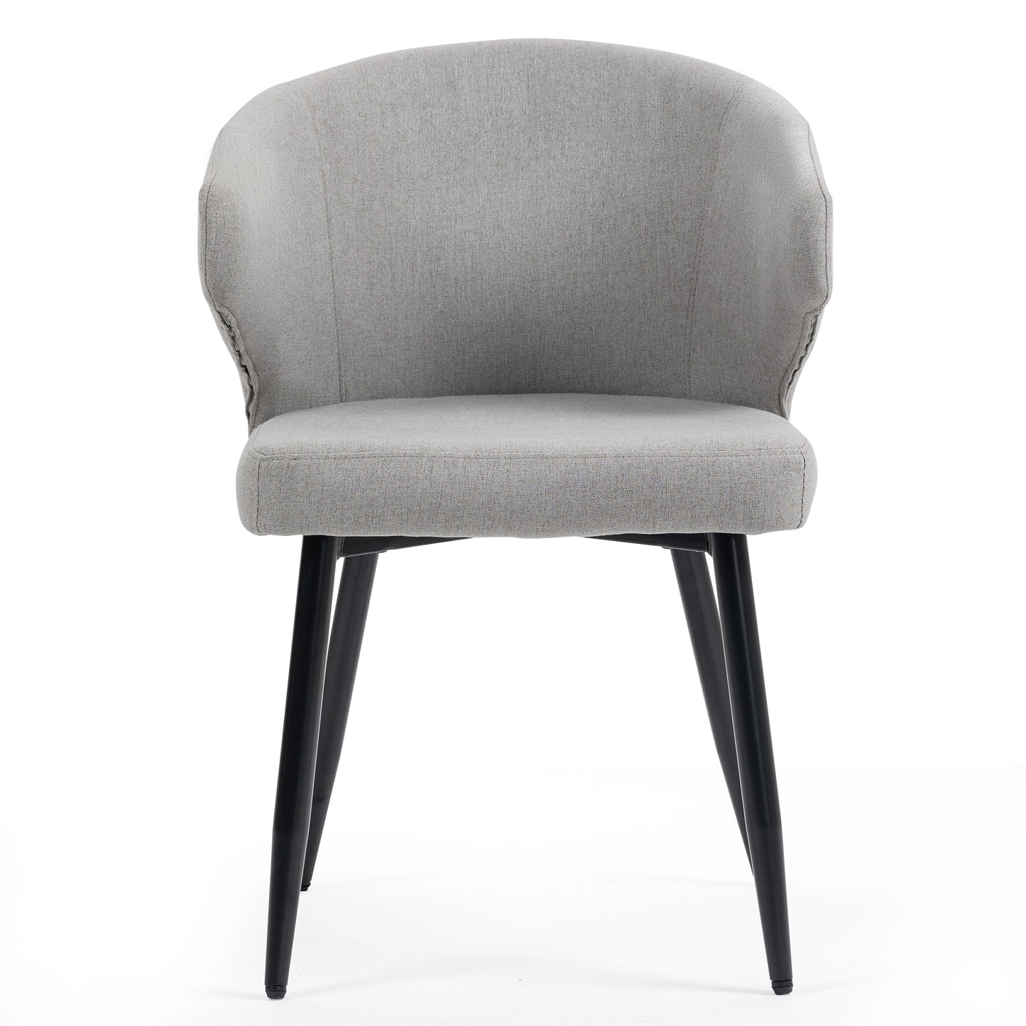 Set of 2 Bard Gray Fabric Dining Chair with Black Iron Legs