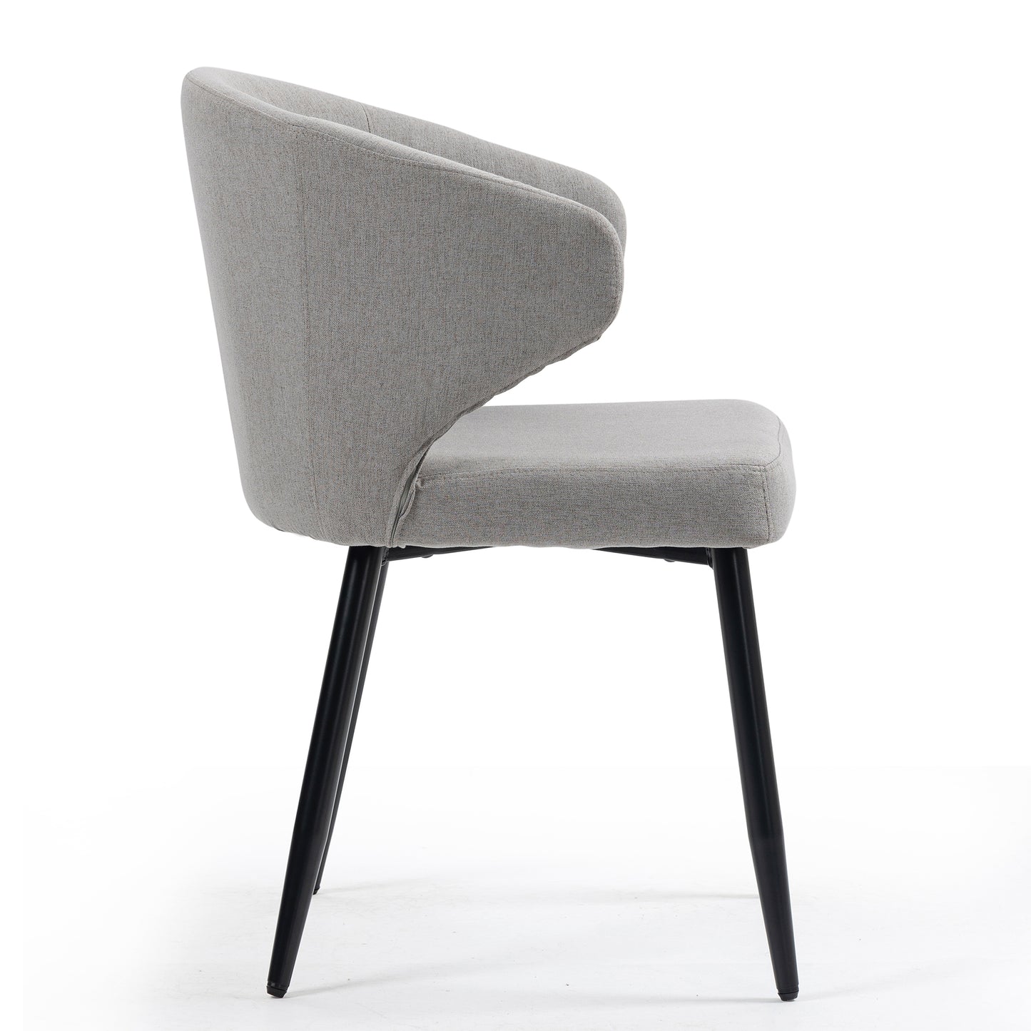 Set of 2 Bard Gray Fabric Dining Chair with Black Iron Legs