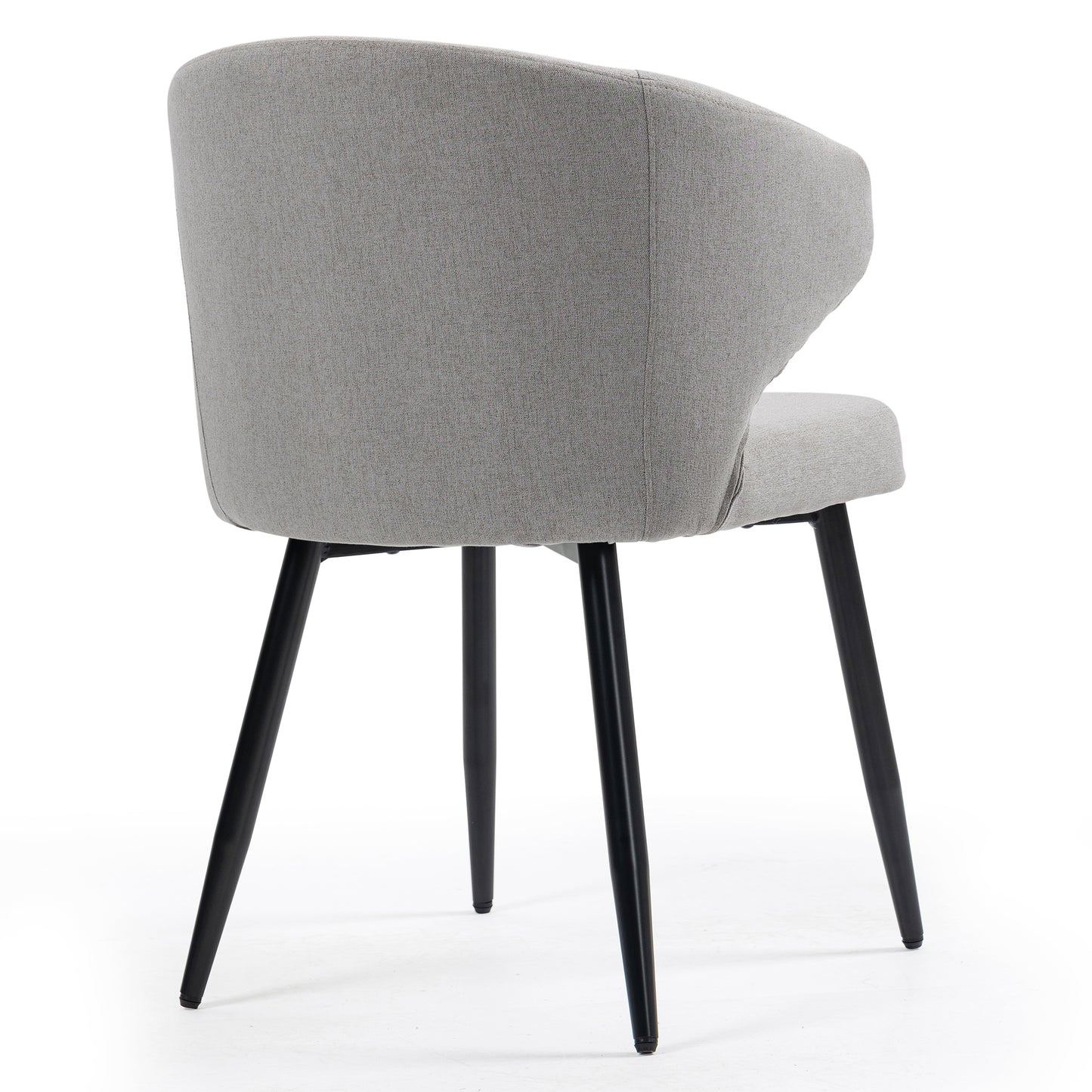 Set of 2 Bard Gray Fabric Dining Chair with Black Iron Legs