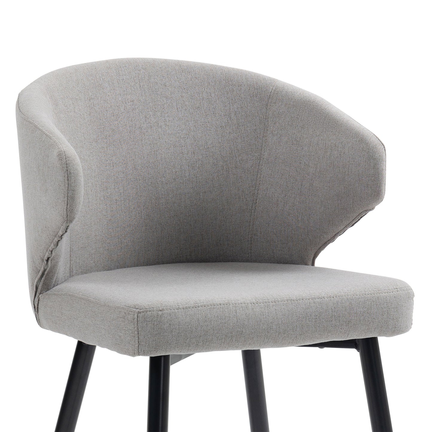 Set of 2 Bard Gray Fabric Dining Chair with Black Iron Legs