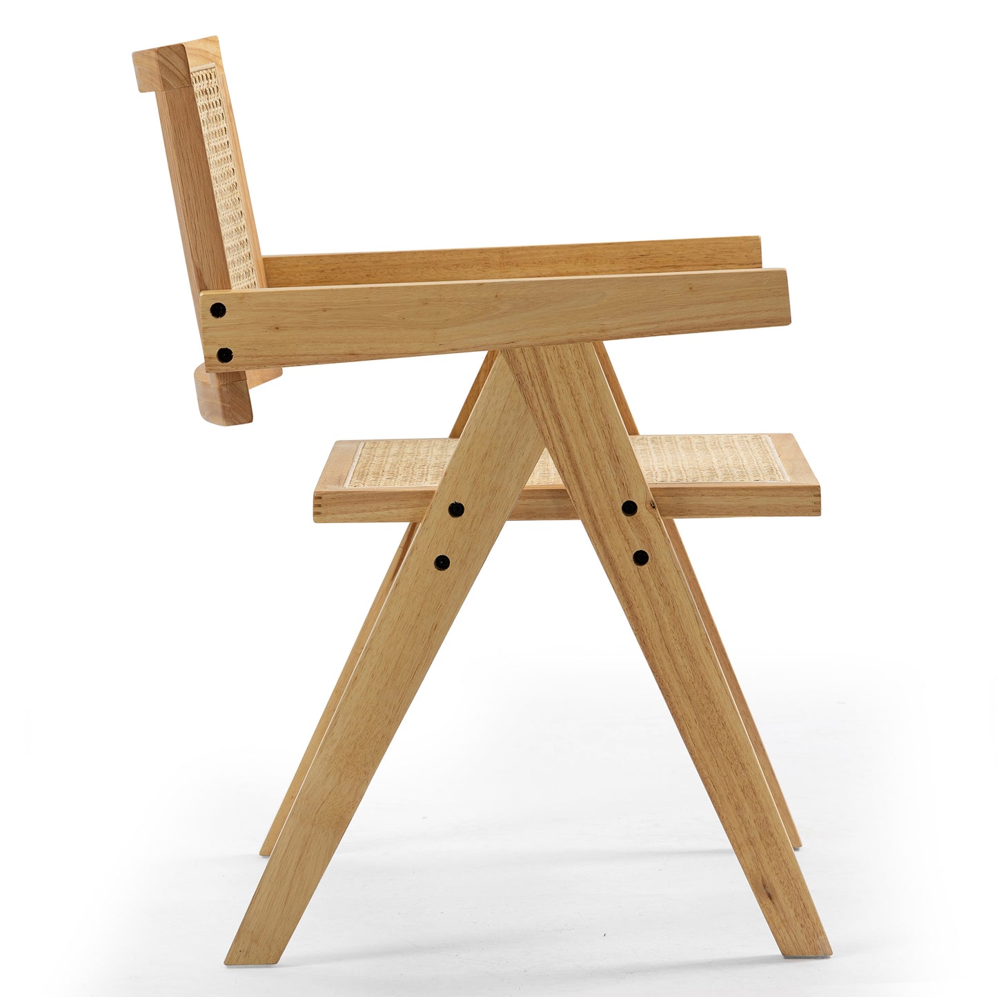 Set of 2 Bardot Natural Wooden Dining Chair with Rattan Back