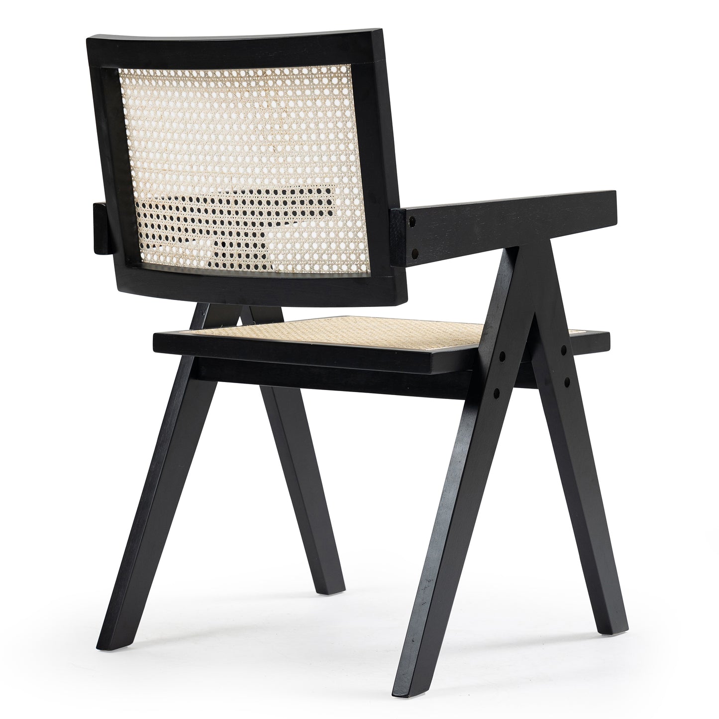 Set of 2 Bardot Black Wooden Dining Chair with Rattan Back