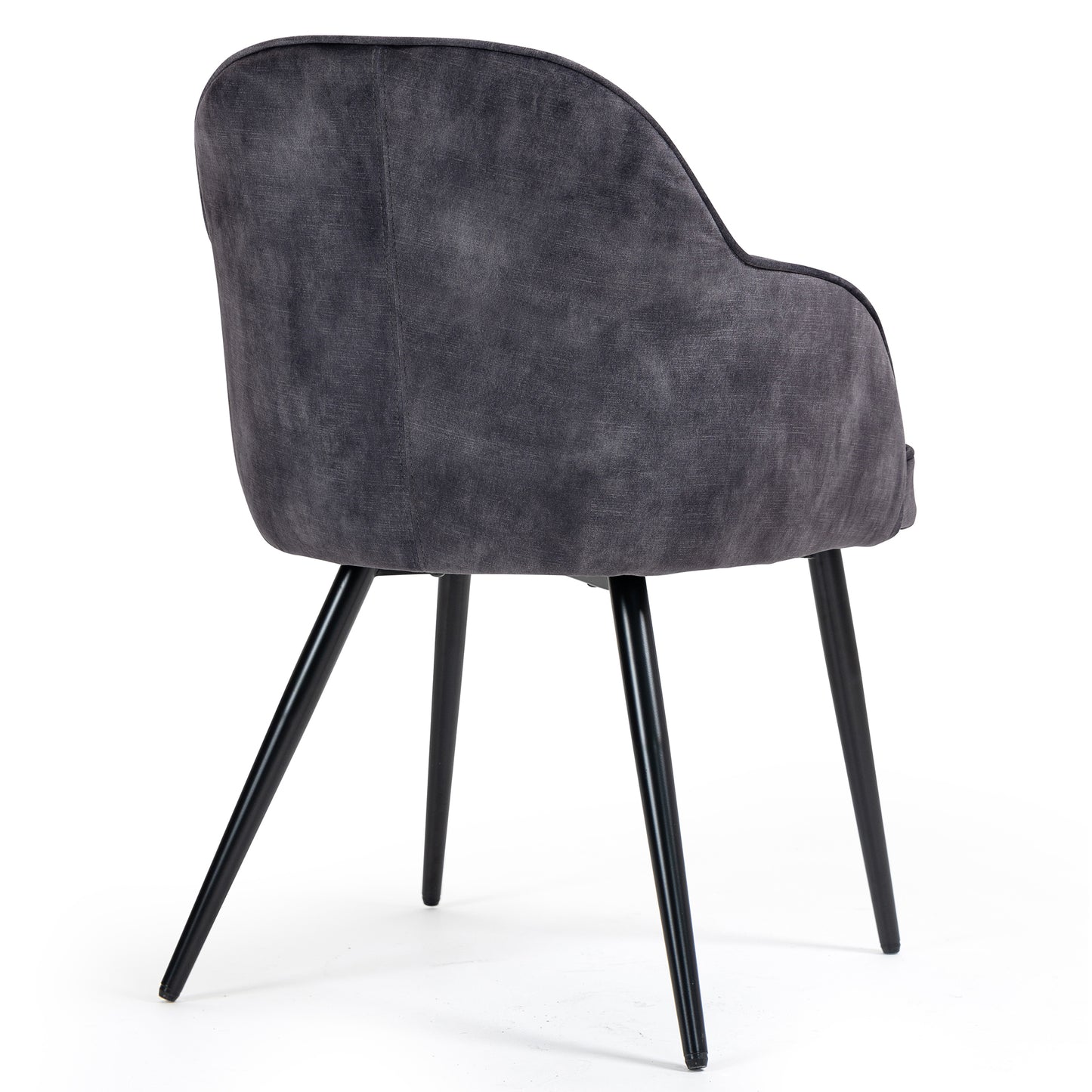 Set of 2 Batia Gray Velvet Fabric Dining Chairs with Black Iron Legs